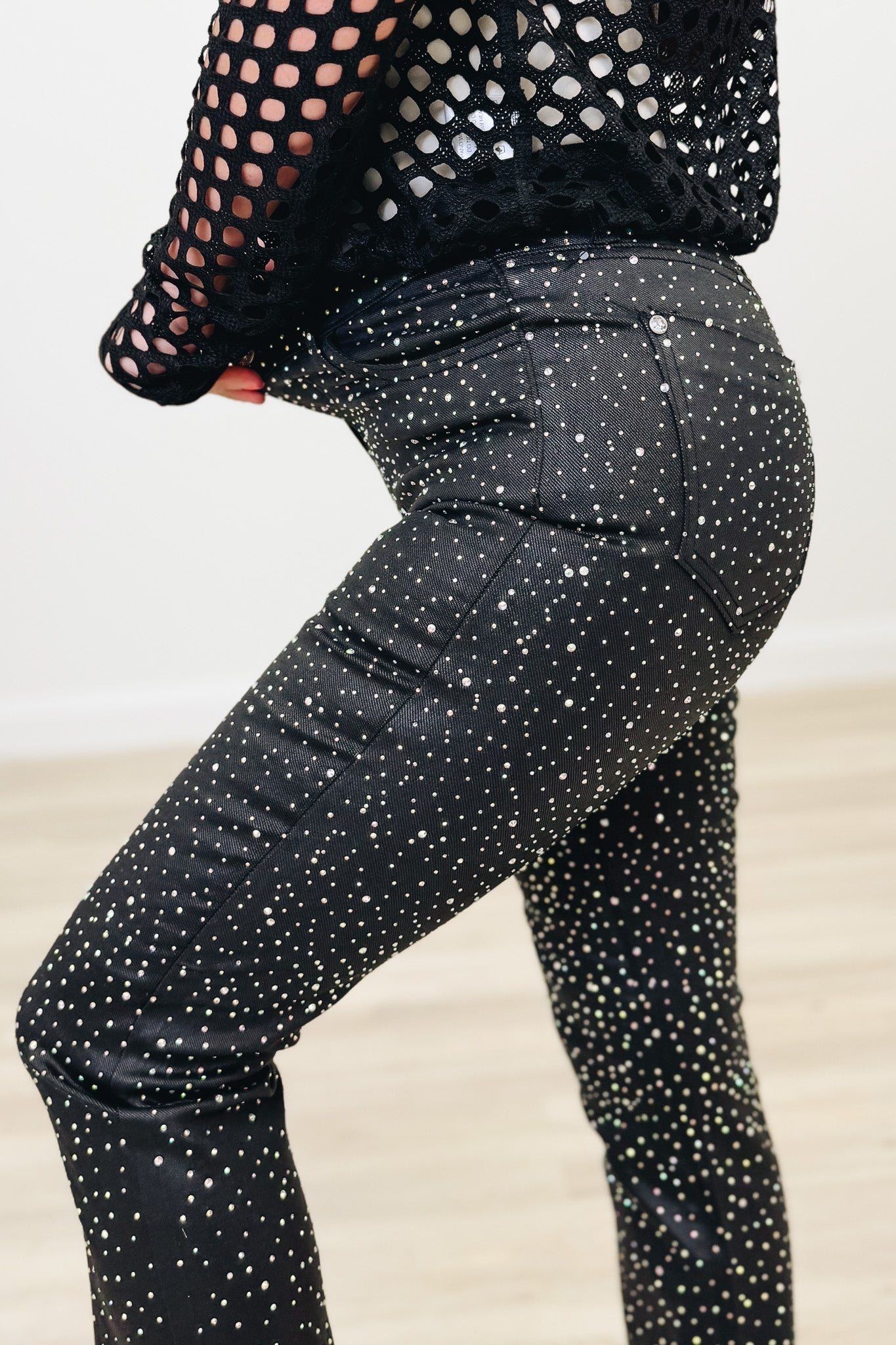 Reign On Me By Vibrant - Rhinestone Bootcut Pants