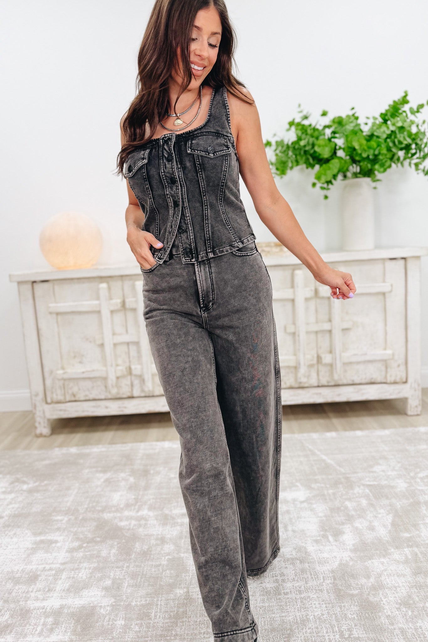 Buttoned & Bold By White Birch - High Rise Wide Leg Jeans - 2 Colors!