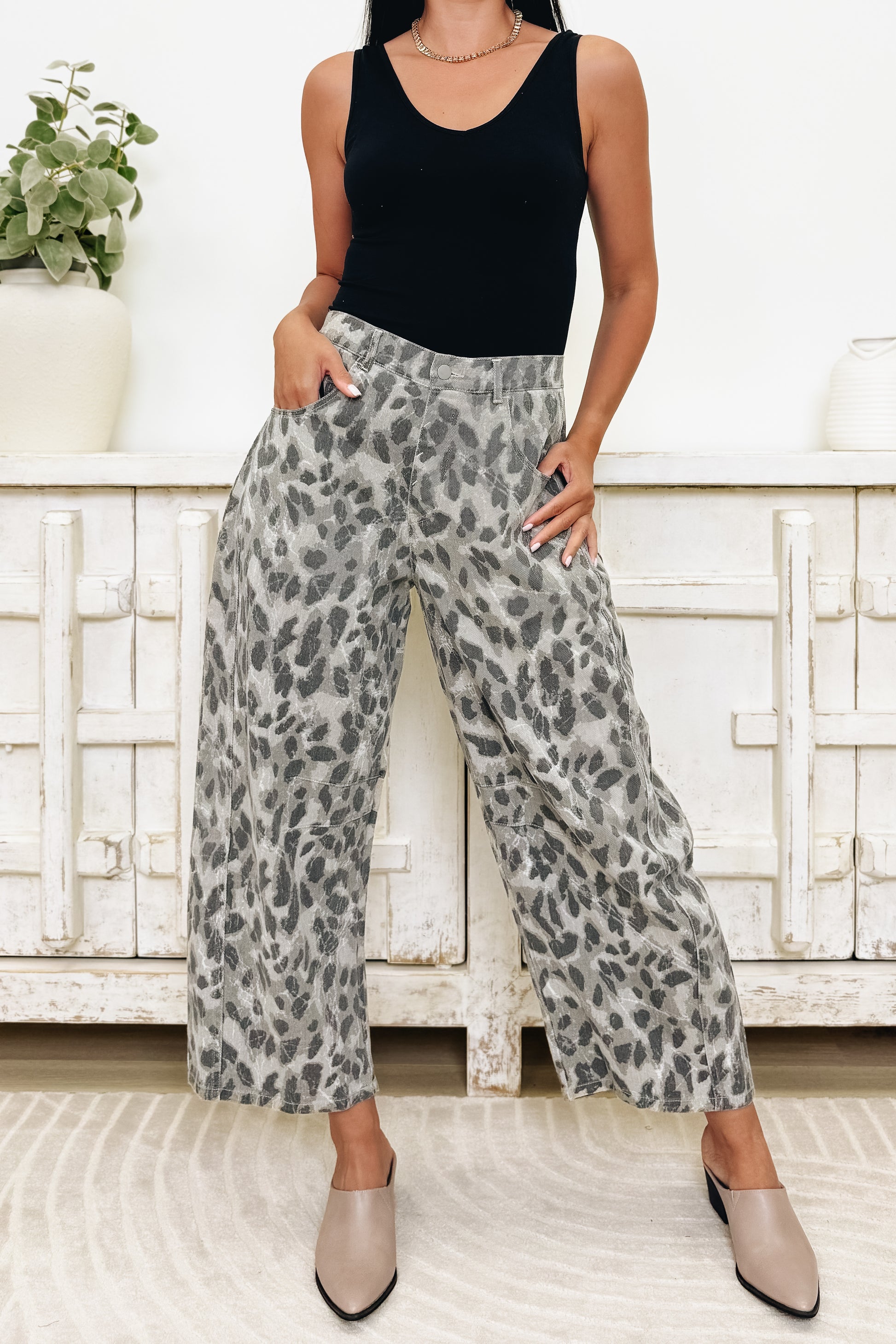 Covering Ground Leopard Pants - Taupe