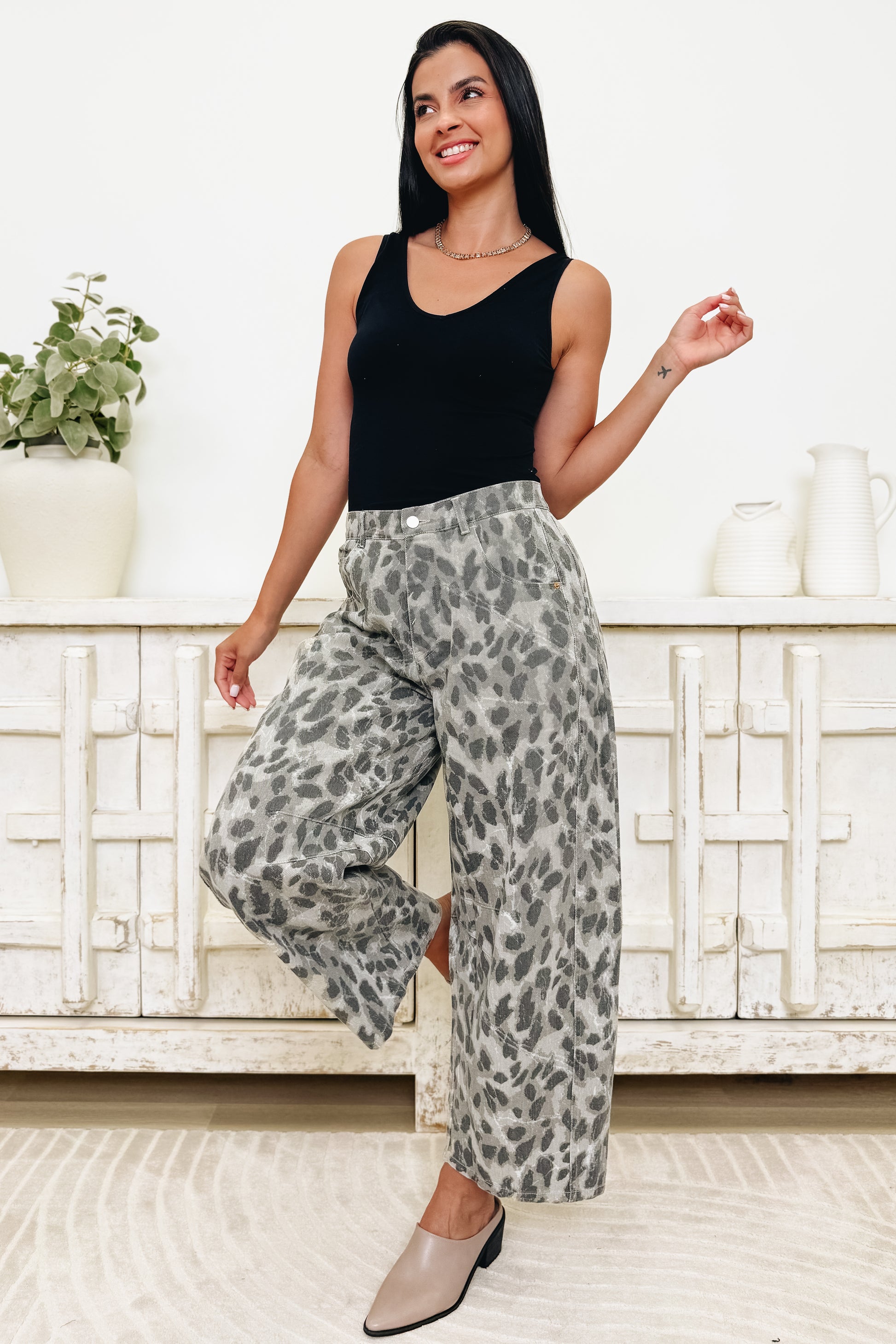 Covering Ground Leopard Pants - Taupe