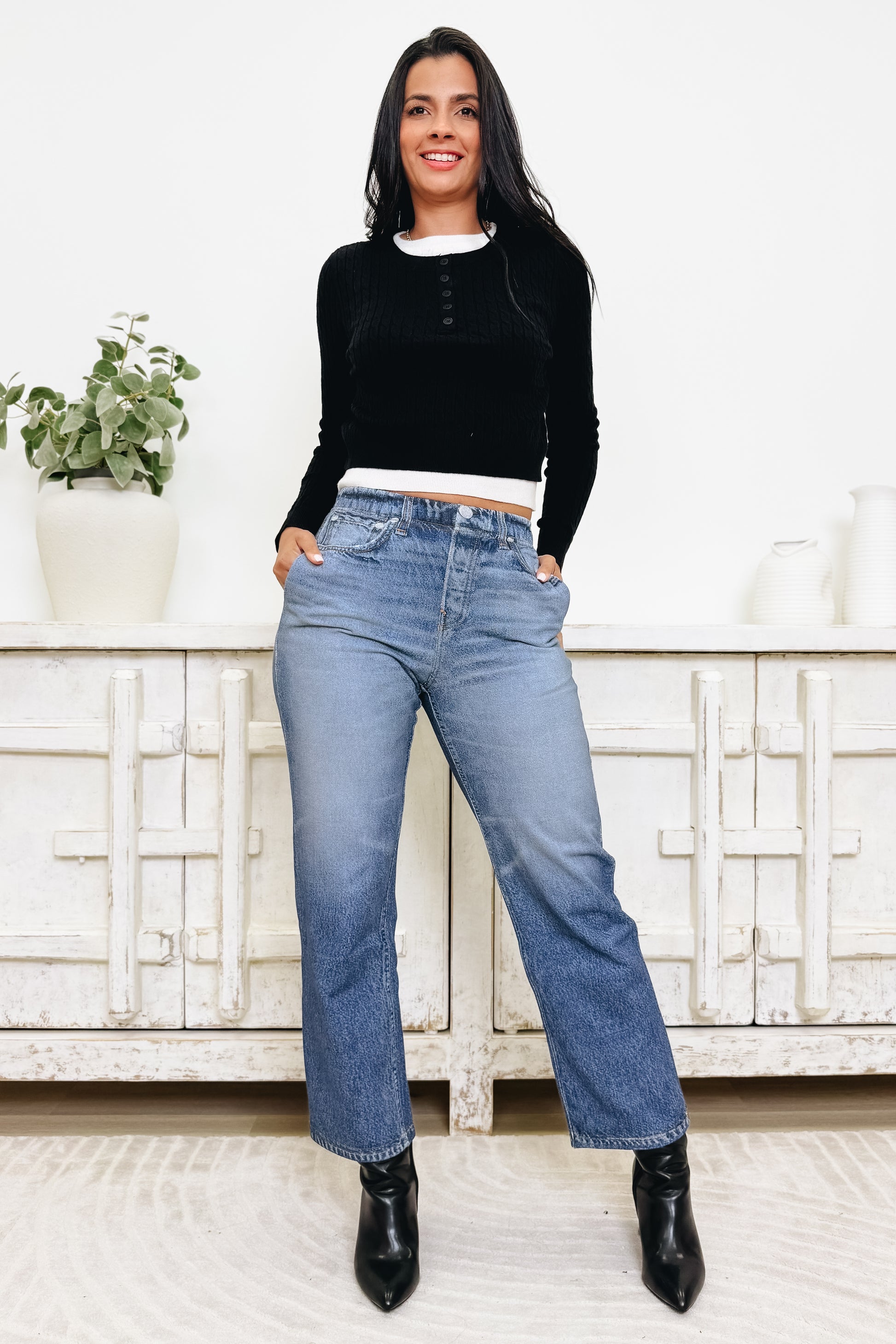 In The Know Wide Leg Pants - Medium Denim