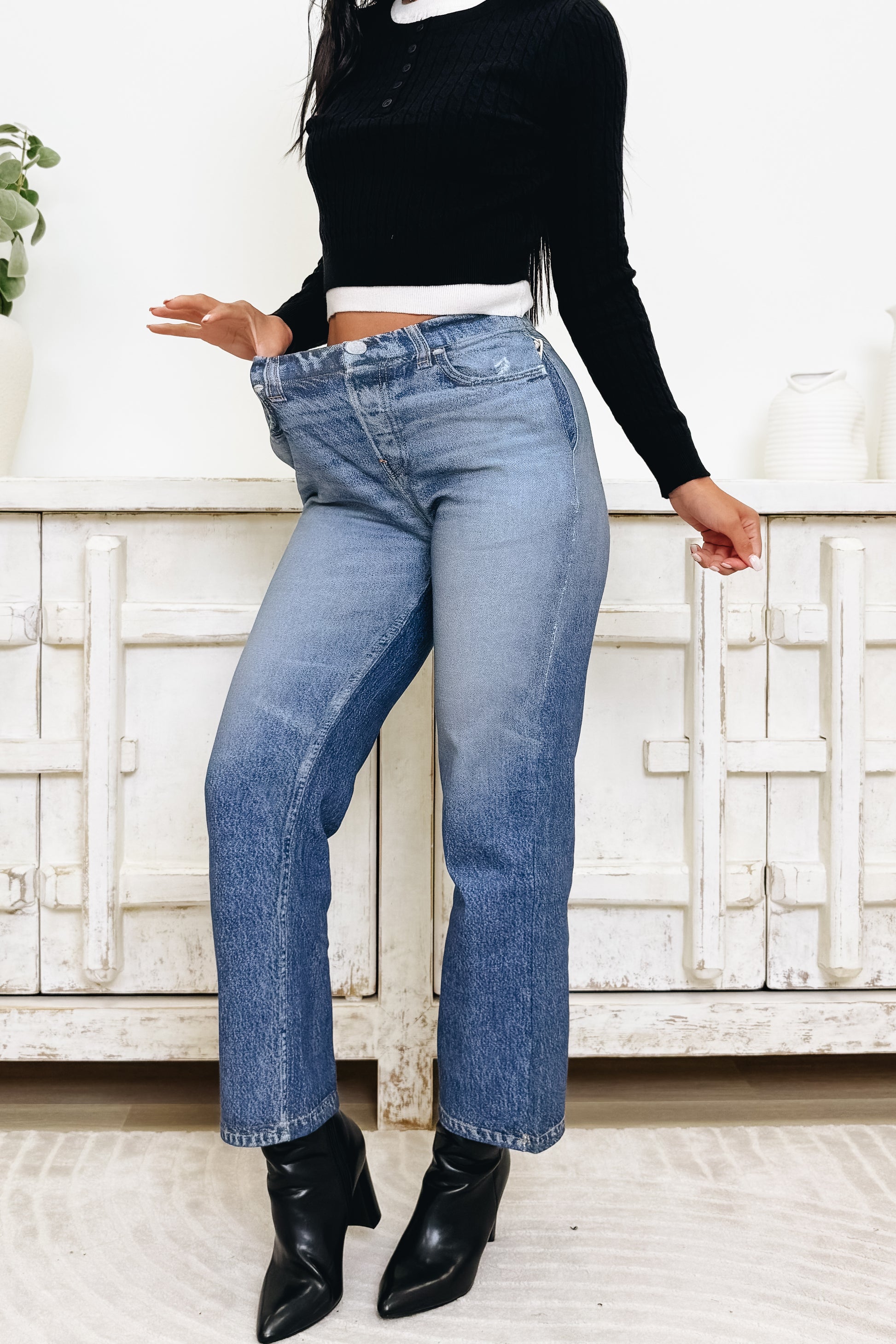 In The Know Wide Leg Pants - Medium Denim