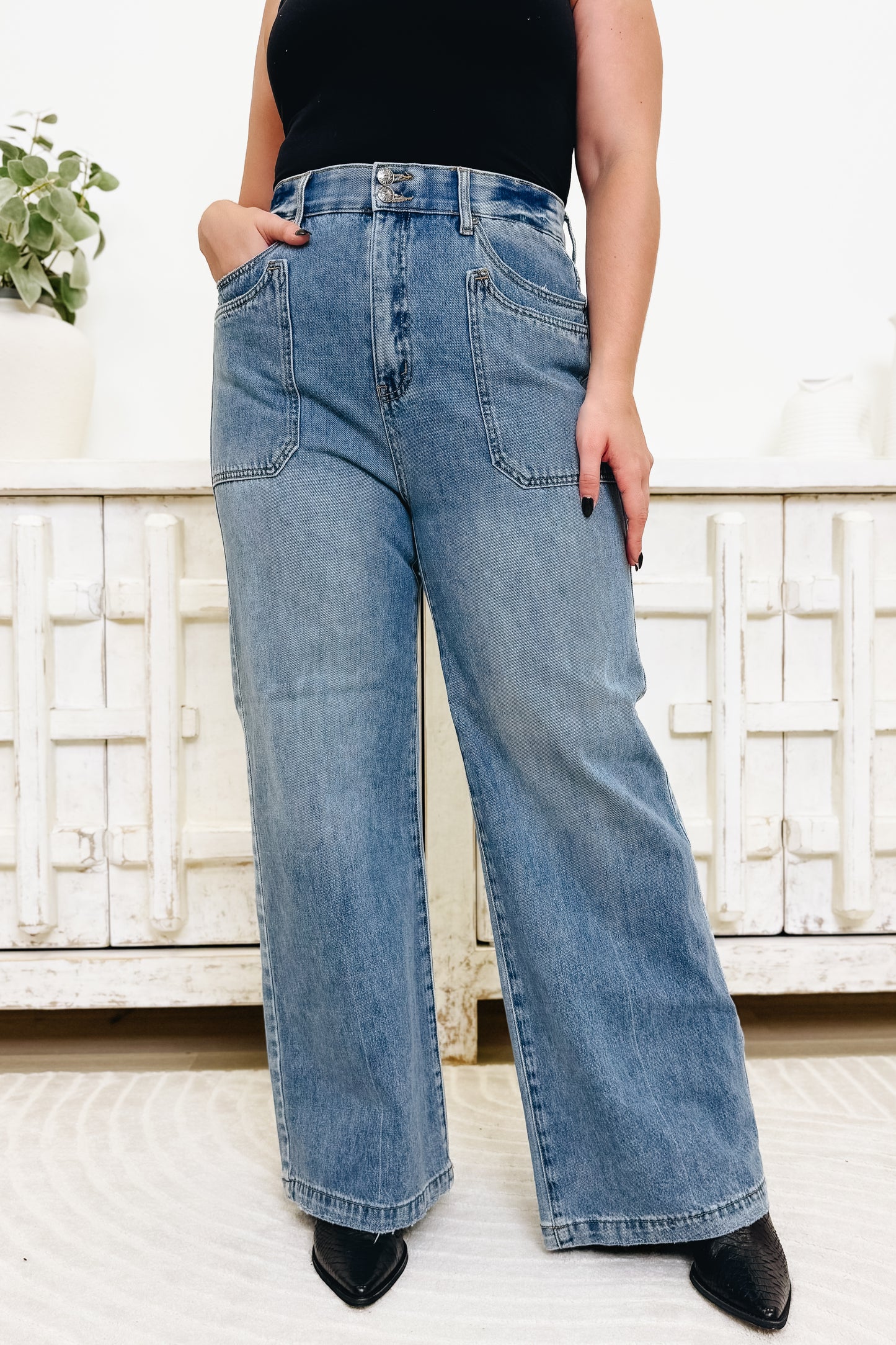 Radiant Dream By Saige Denim - High Rise Wide Leg Jeans - Medium