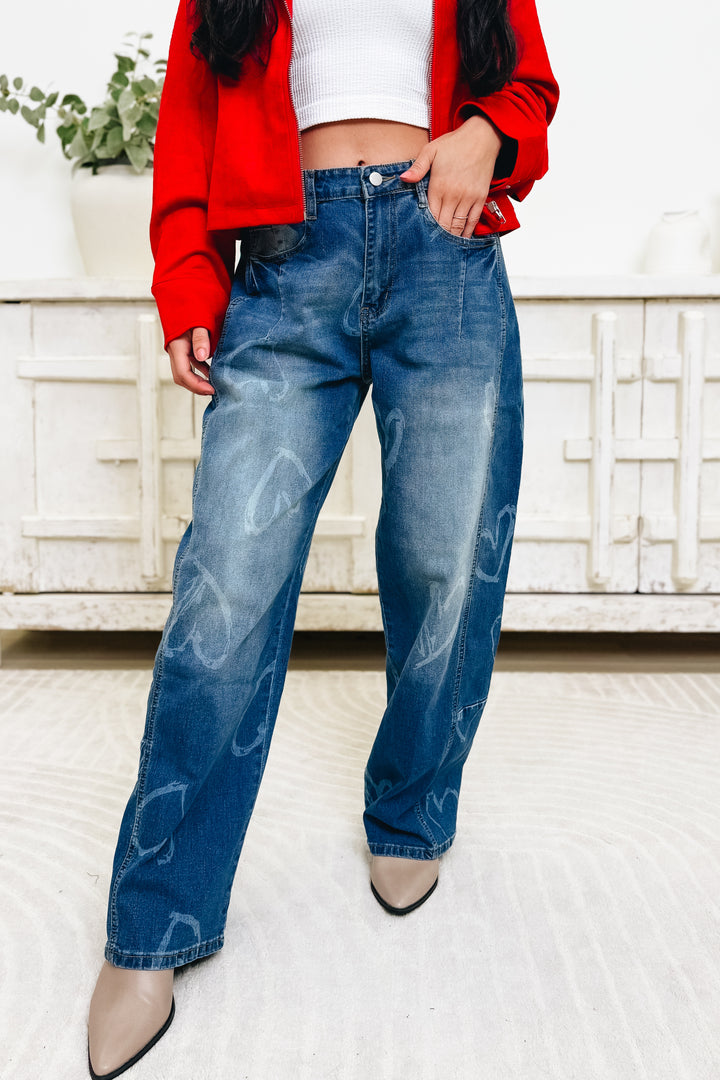 Playful Heart Jeans - Denim