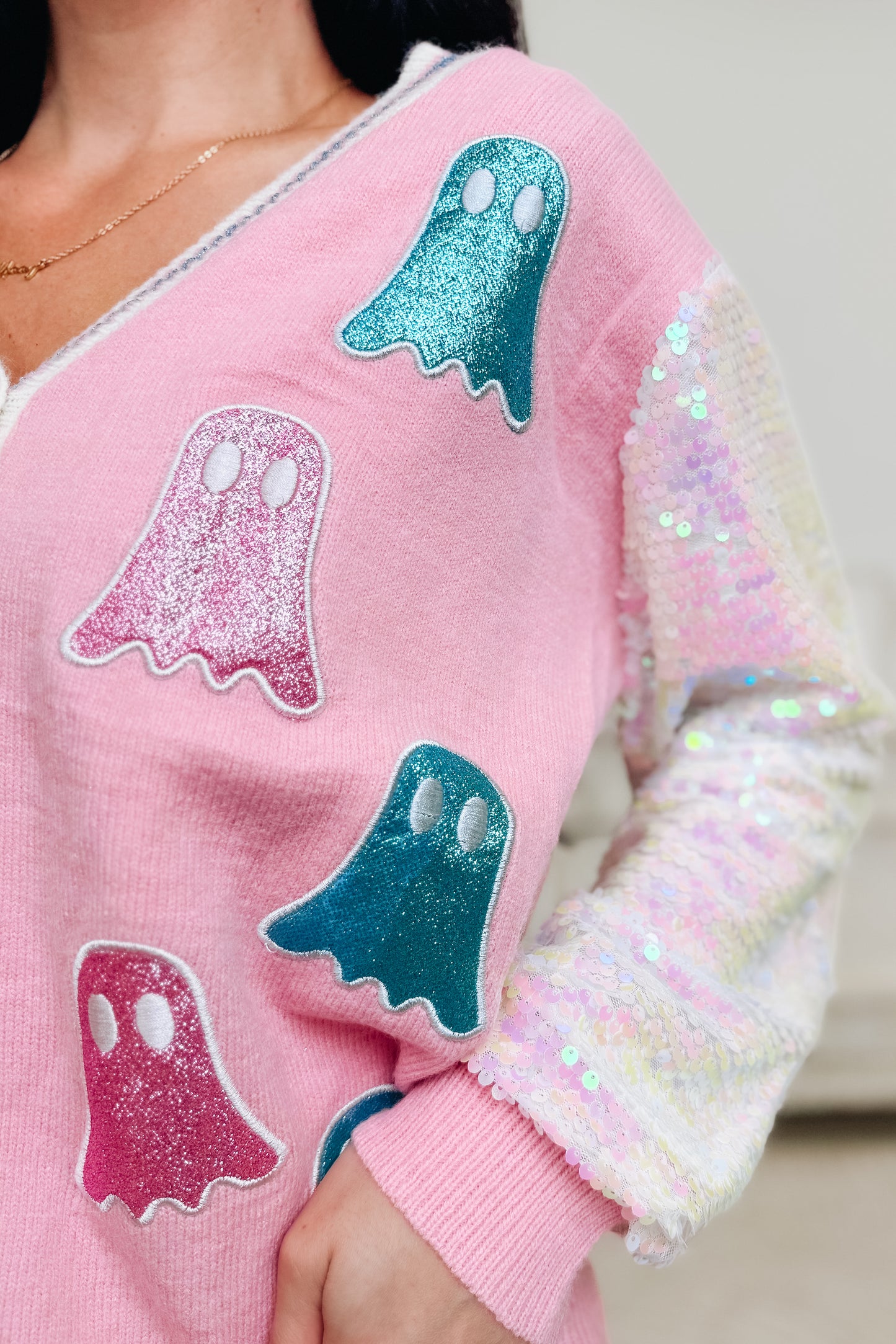 Haunted Sparkle Ghost Cardigan
