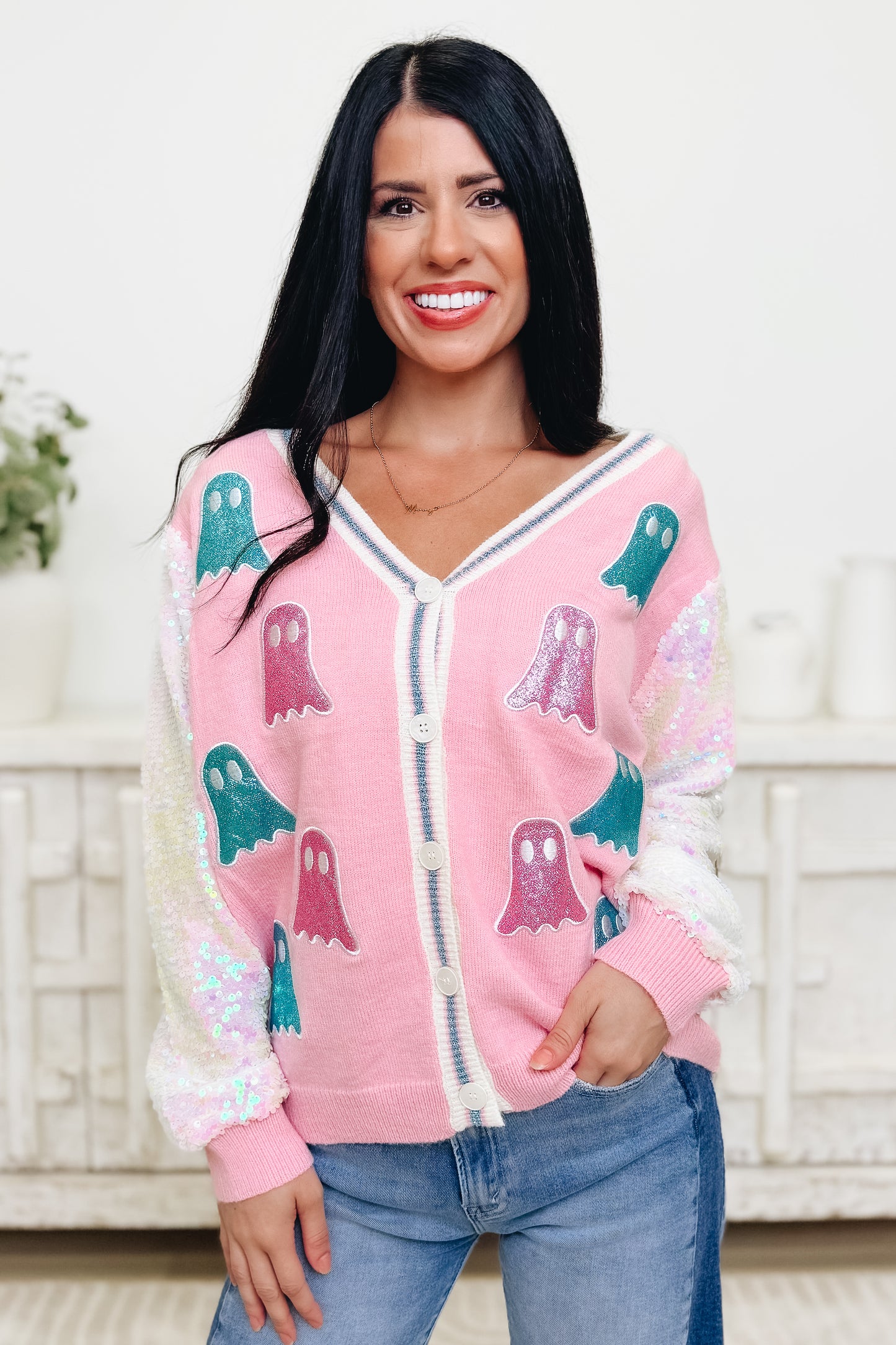 Haunted Sparkle Ghost Cardigan