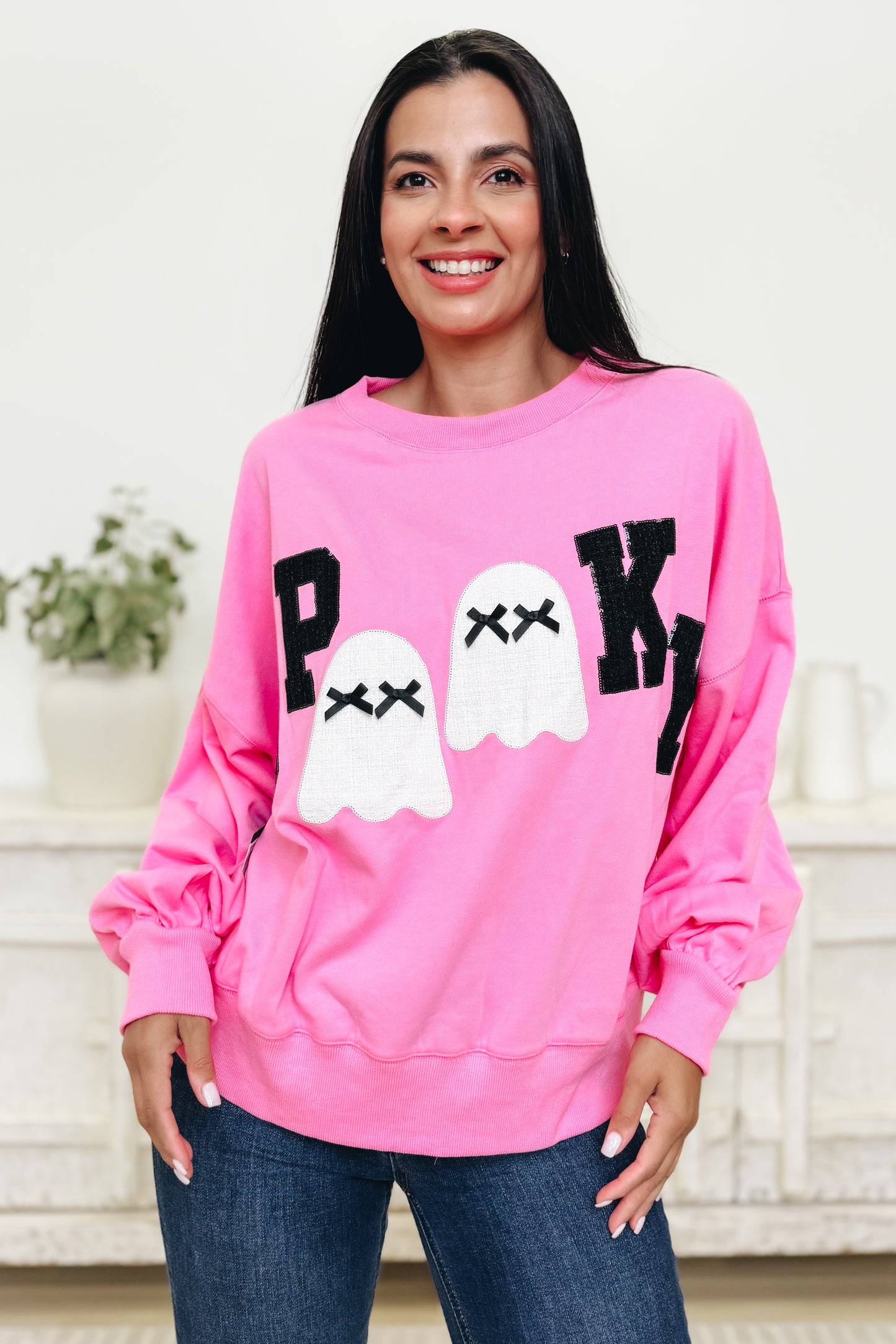 Spooky Night Ghost Pullover Top