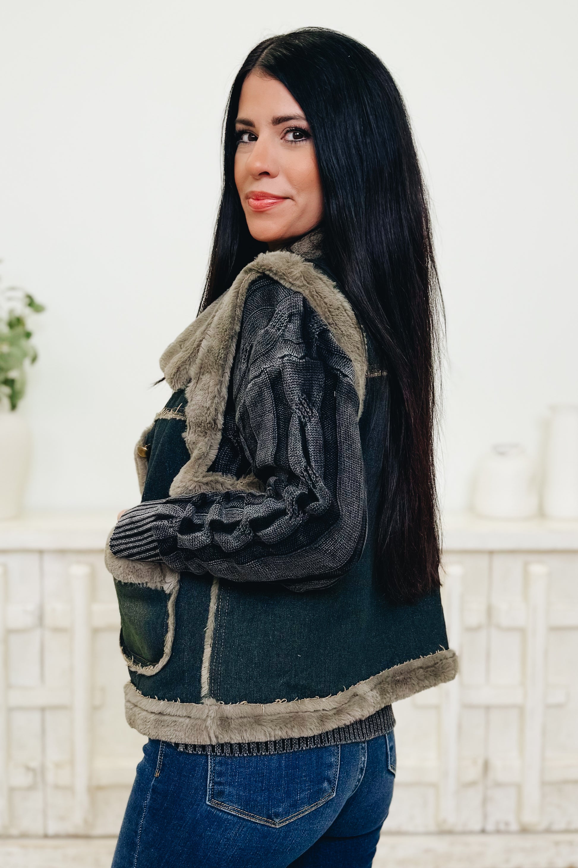 Fur-Real Faux Fur Lined Vest Jacket