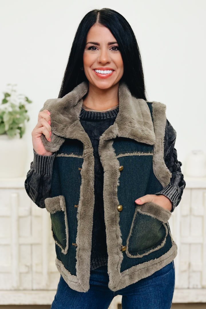 Fur-Real Faux Fur Lined Vest Jacket