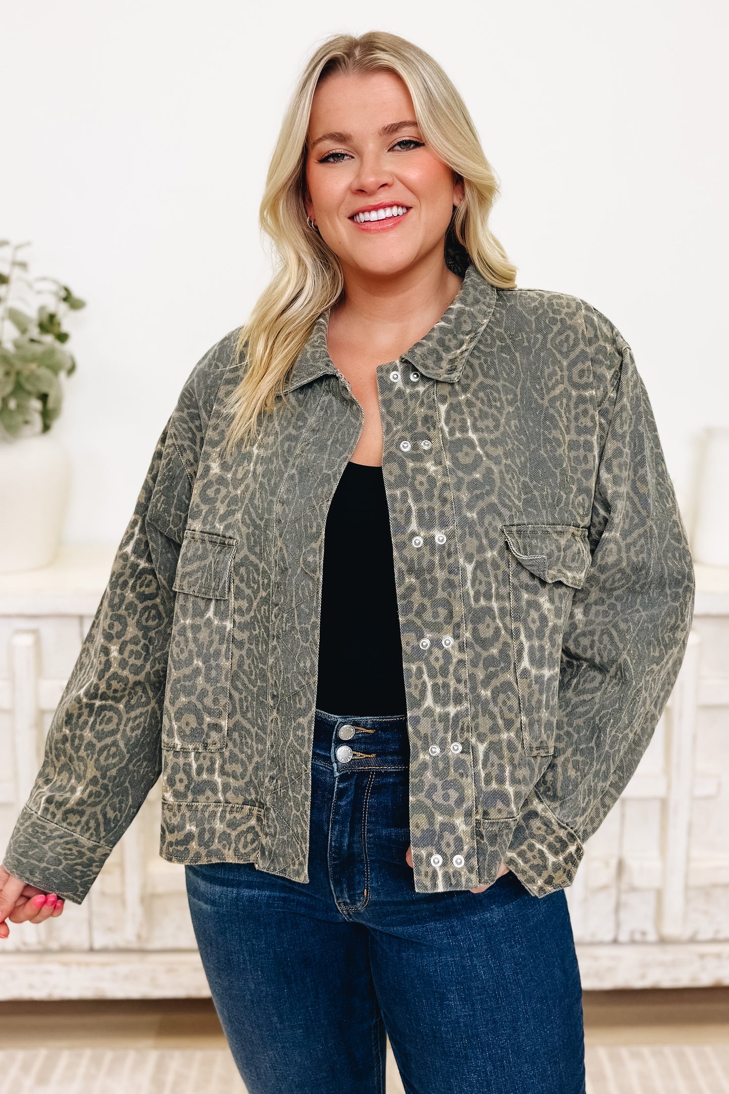Mountain Top Views Leopard Jacket