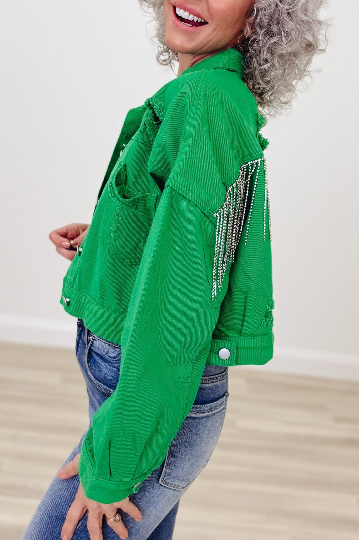 Southern Strut Rhinestone Denim Jacket