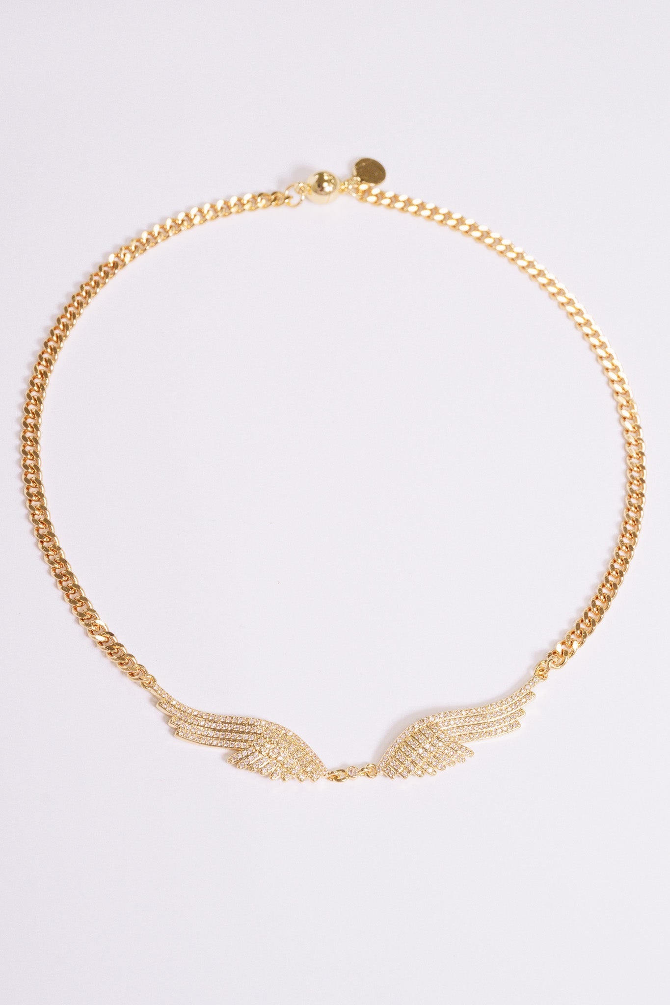 Angel Wings Necklace - Gold White