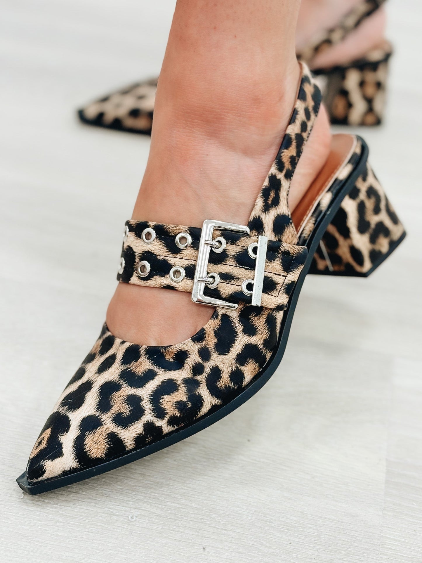 Abigail Slingback Heel Loafers - Leopard