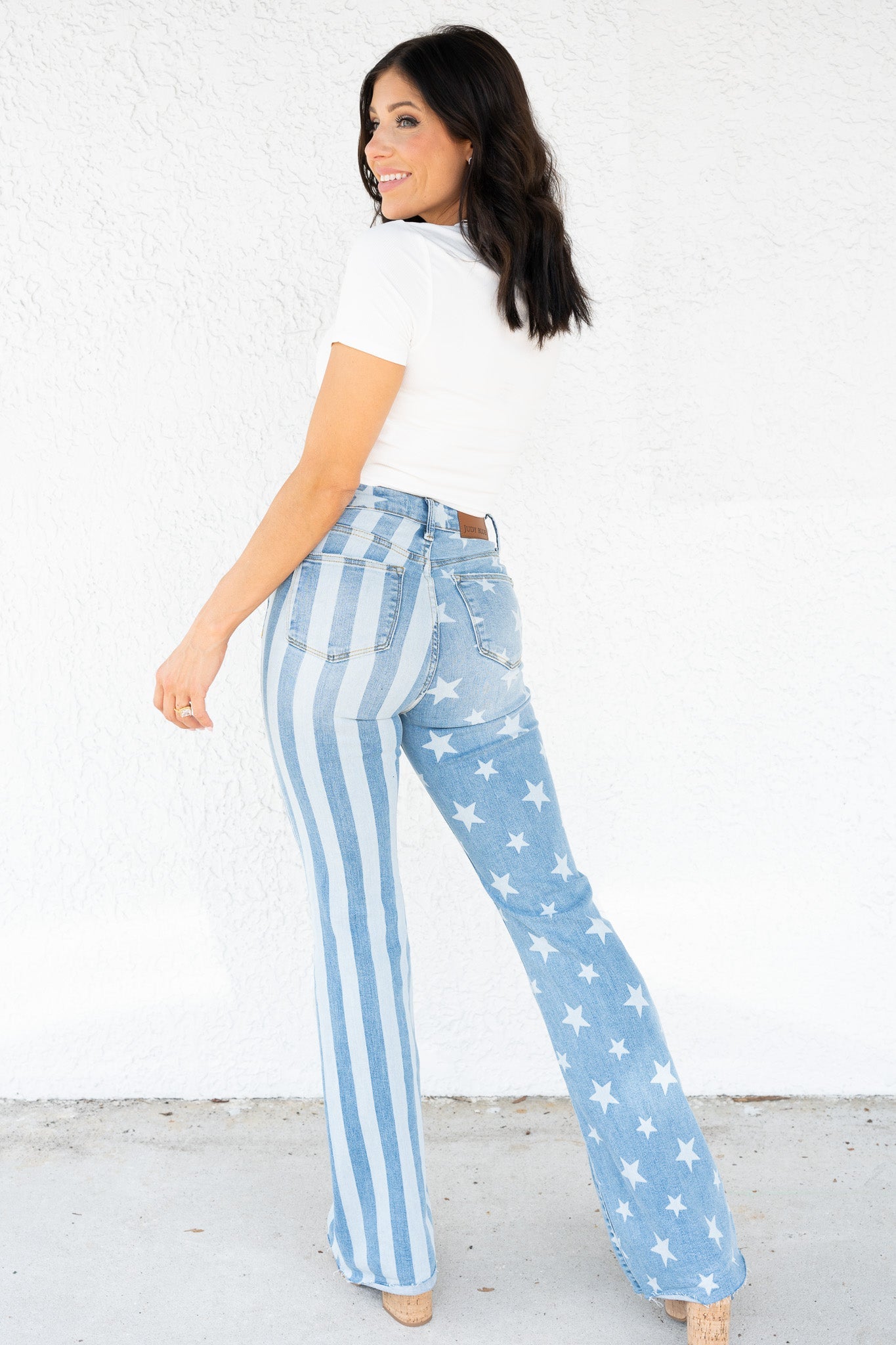 Judy Blue Born In The USA Bleach Flare Jeans