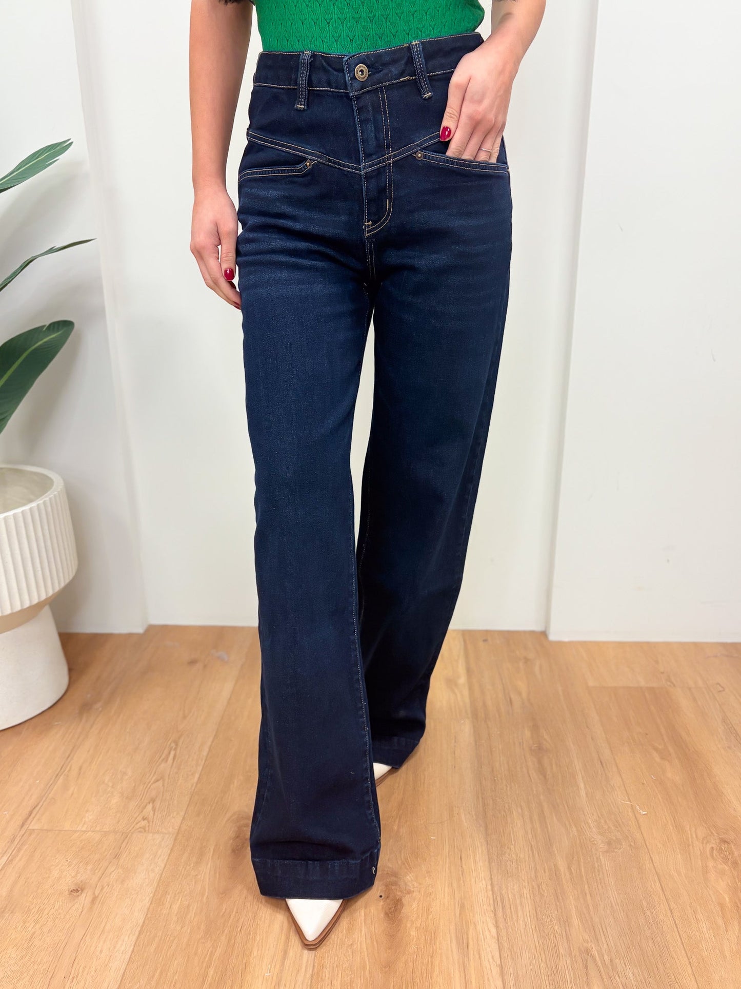 The Real Deal By Mica - High Rise Wide Leg Yoke Jeans