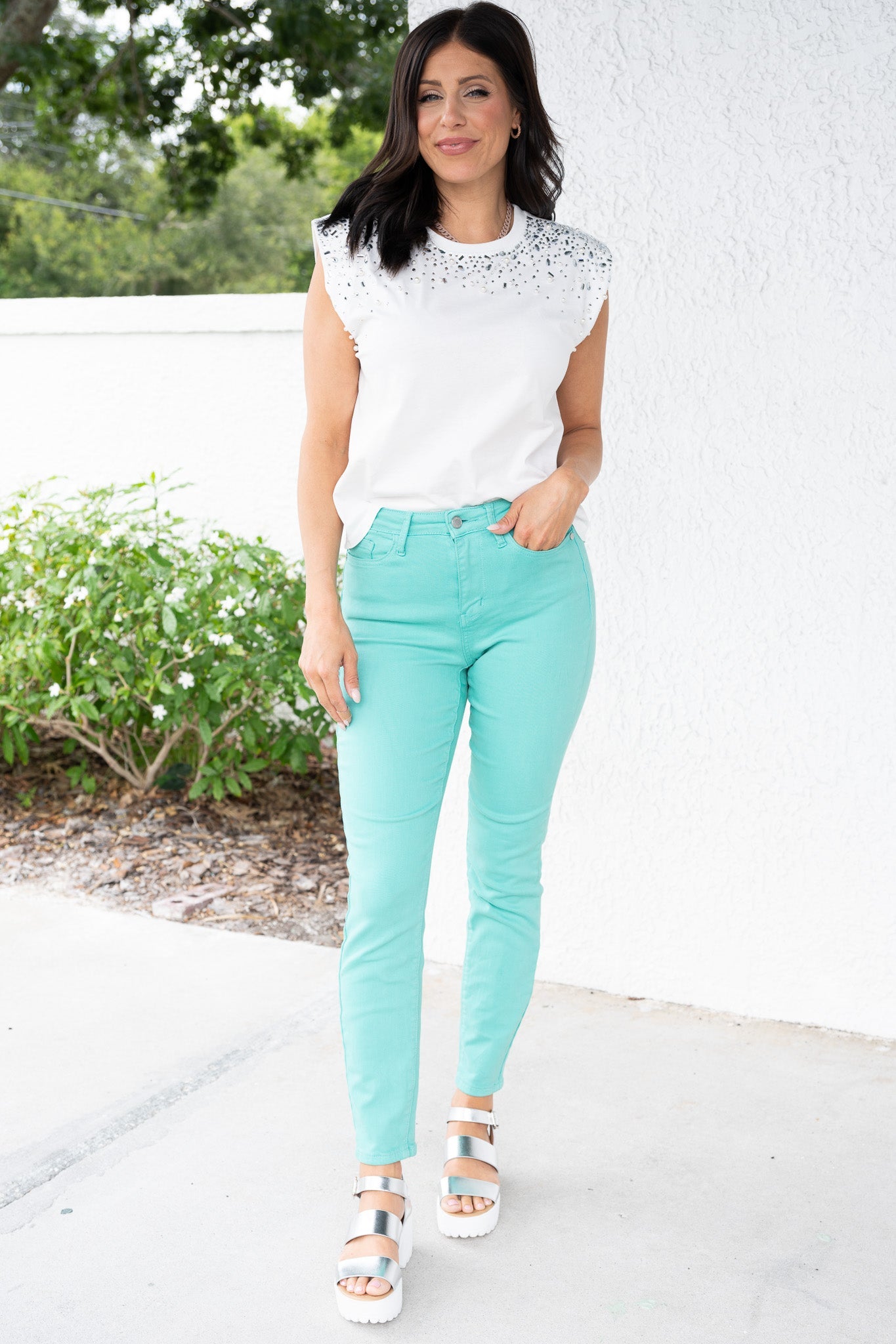 Judy Blue Line 'Em Up High Rise Garment Dyed Slim Jeans *JB