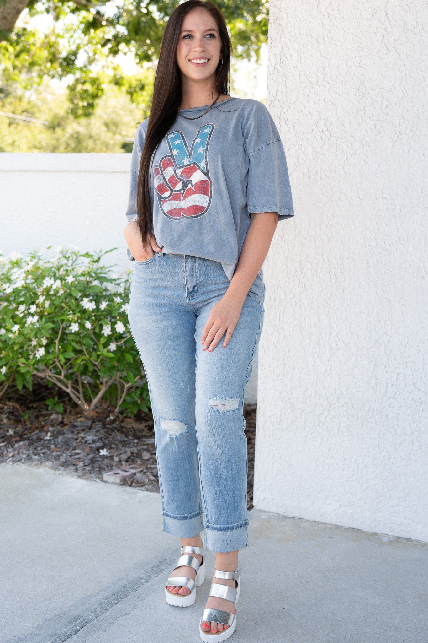 Judy Blue Star Struck Mid Rise Cuff Boyfriend Jeans *JB