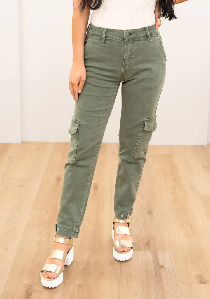Mica Olive You More Cargo Mom Pants