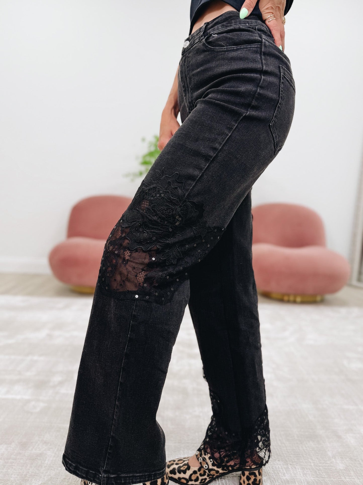 Sweet Piece By BAR Label - Mid Rise Lace Detail Jeans