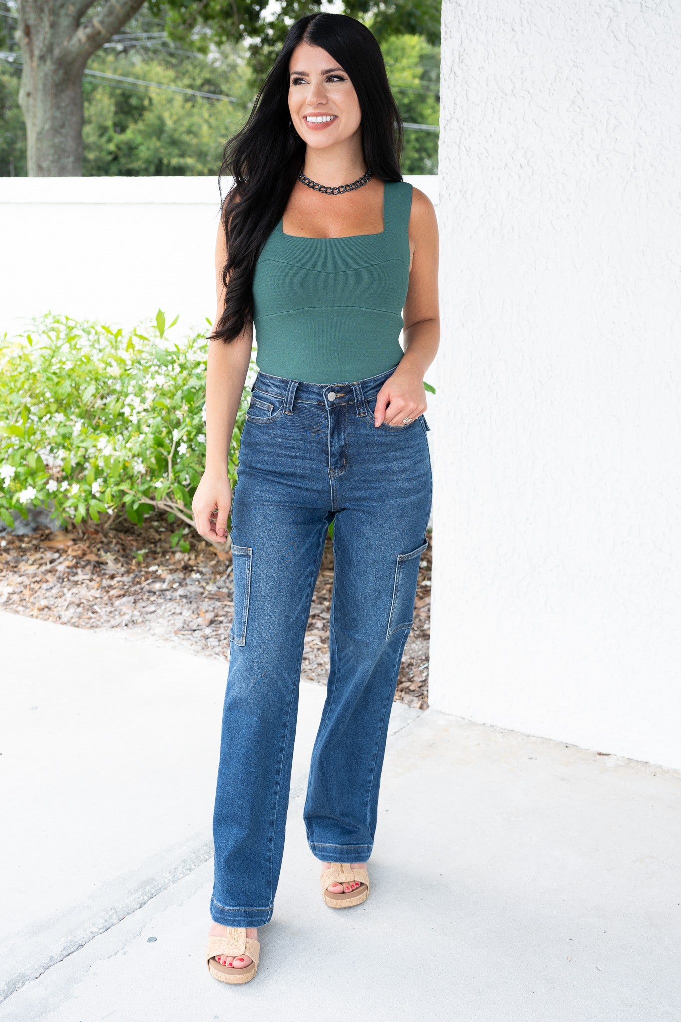 Judy Blue Heidi High Rise Cargo Wide Leg Jeans