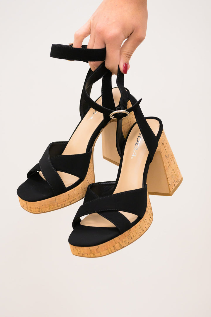Soda Fuel Platform Heels - Black Nubuck
