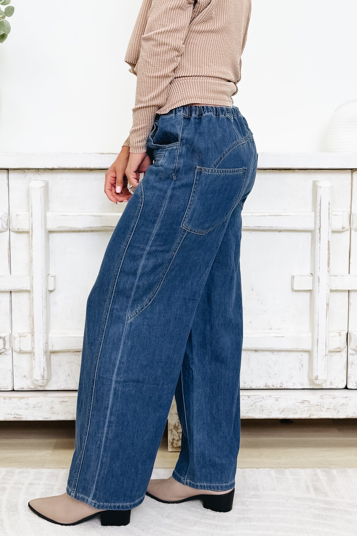 Bellevue Wide Leg Drawstring Pants - Sunwashed Blue