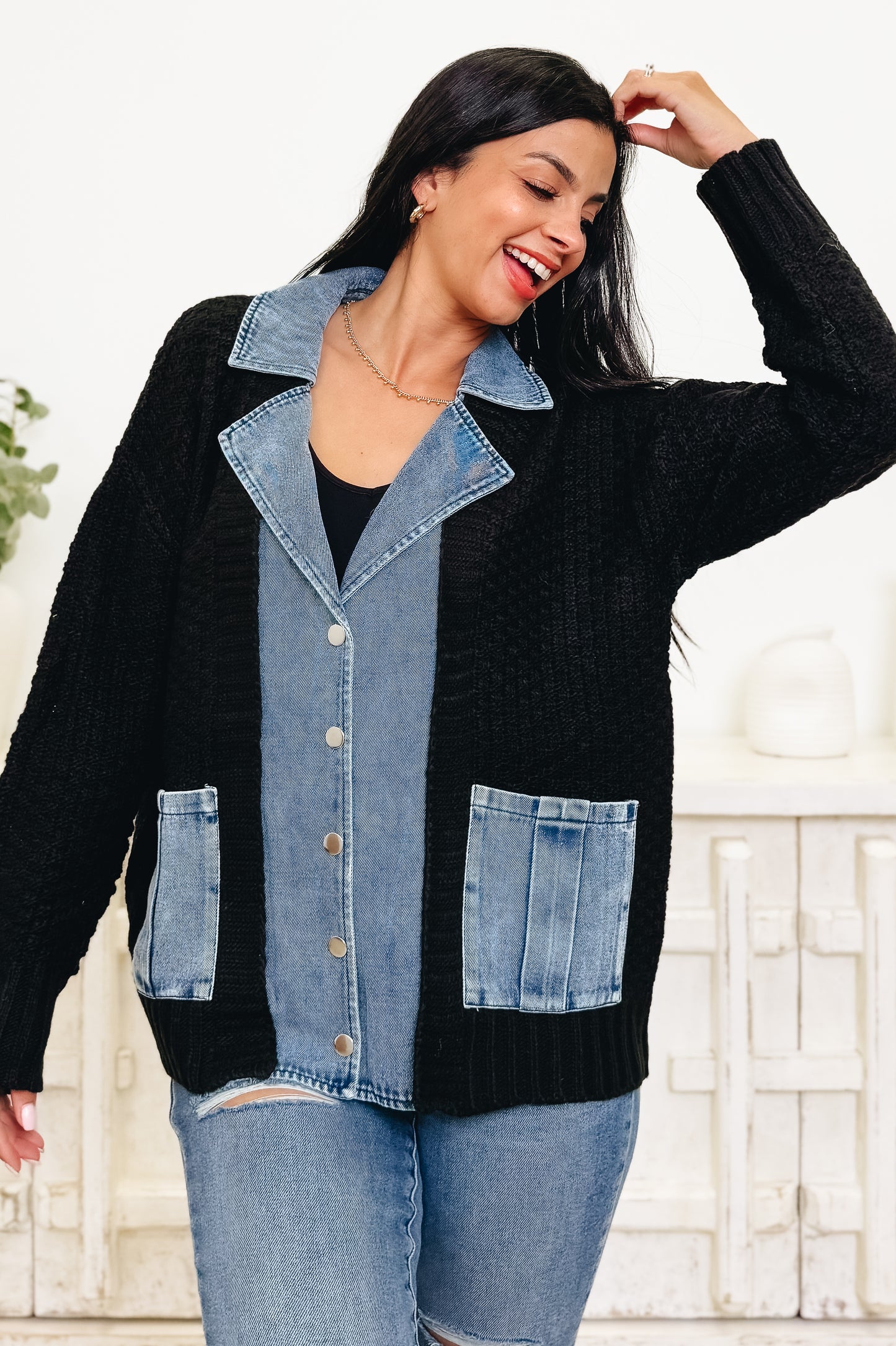 Contrast To Last Sweater Cardigan