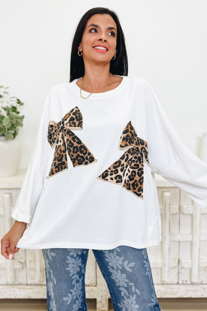 Leopard Ribbon Bow Top