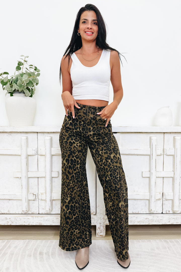 Wild Adventure By Judy Blue - Wide Leg Leopard Jeans