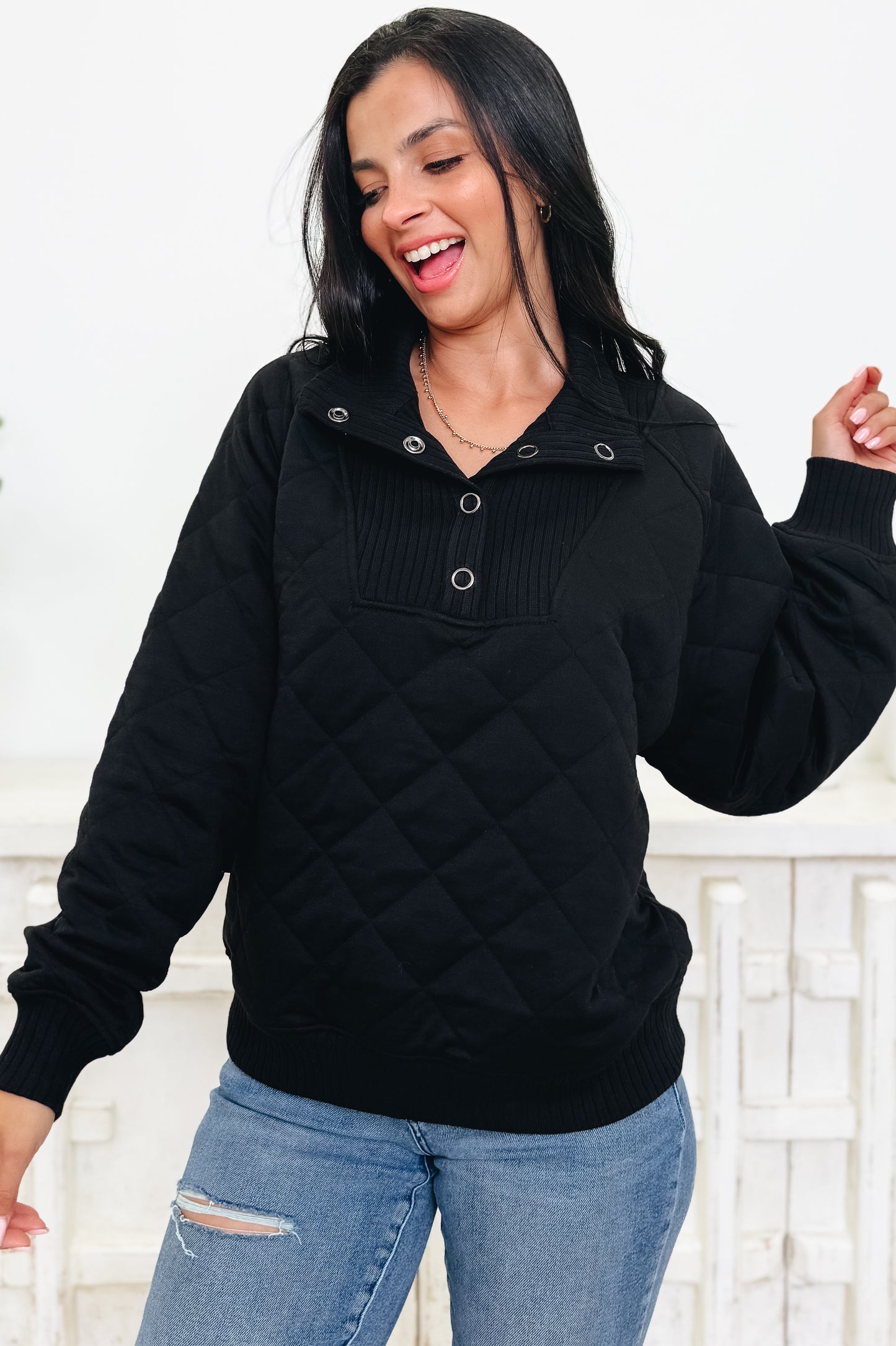 The Quicker Quilted Snap Pullover - 4 Colors!