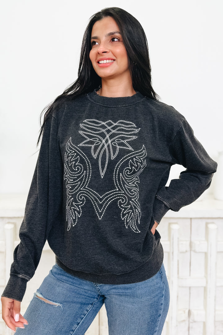 Country Western Embroidered Sweatshirt - 2 Colors!