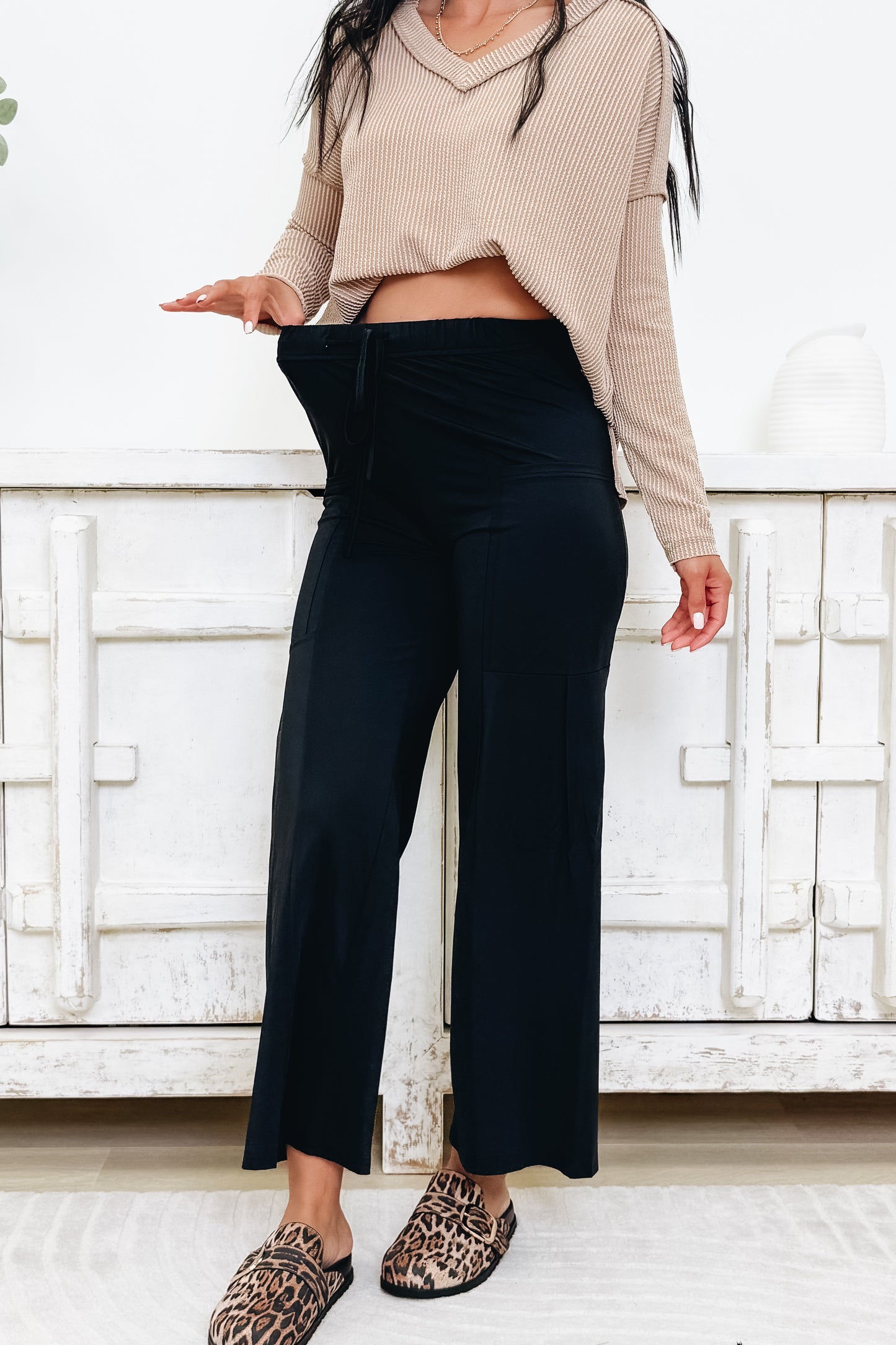 Ease & Grace Mid Rise Wide Leg Pants