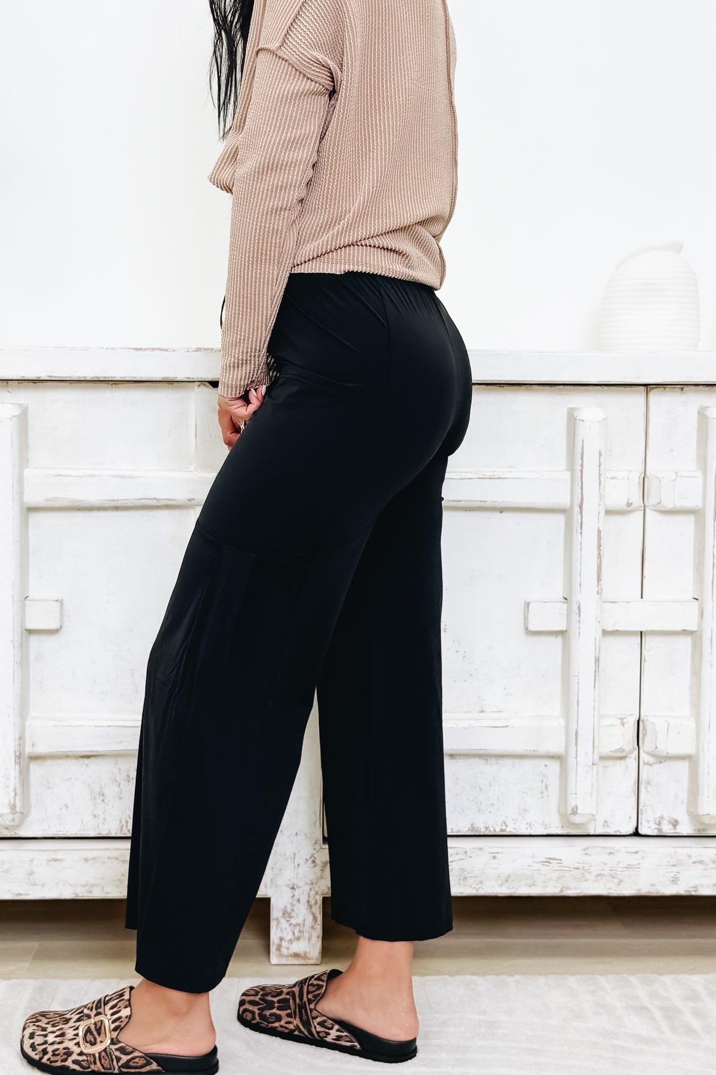 Ease & Grace Mid Rise Wide Leg Pants