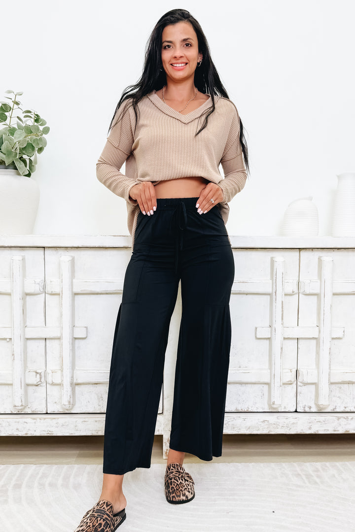 Ease & Grace Mid Rise Wide Leg Pants