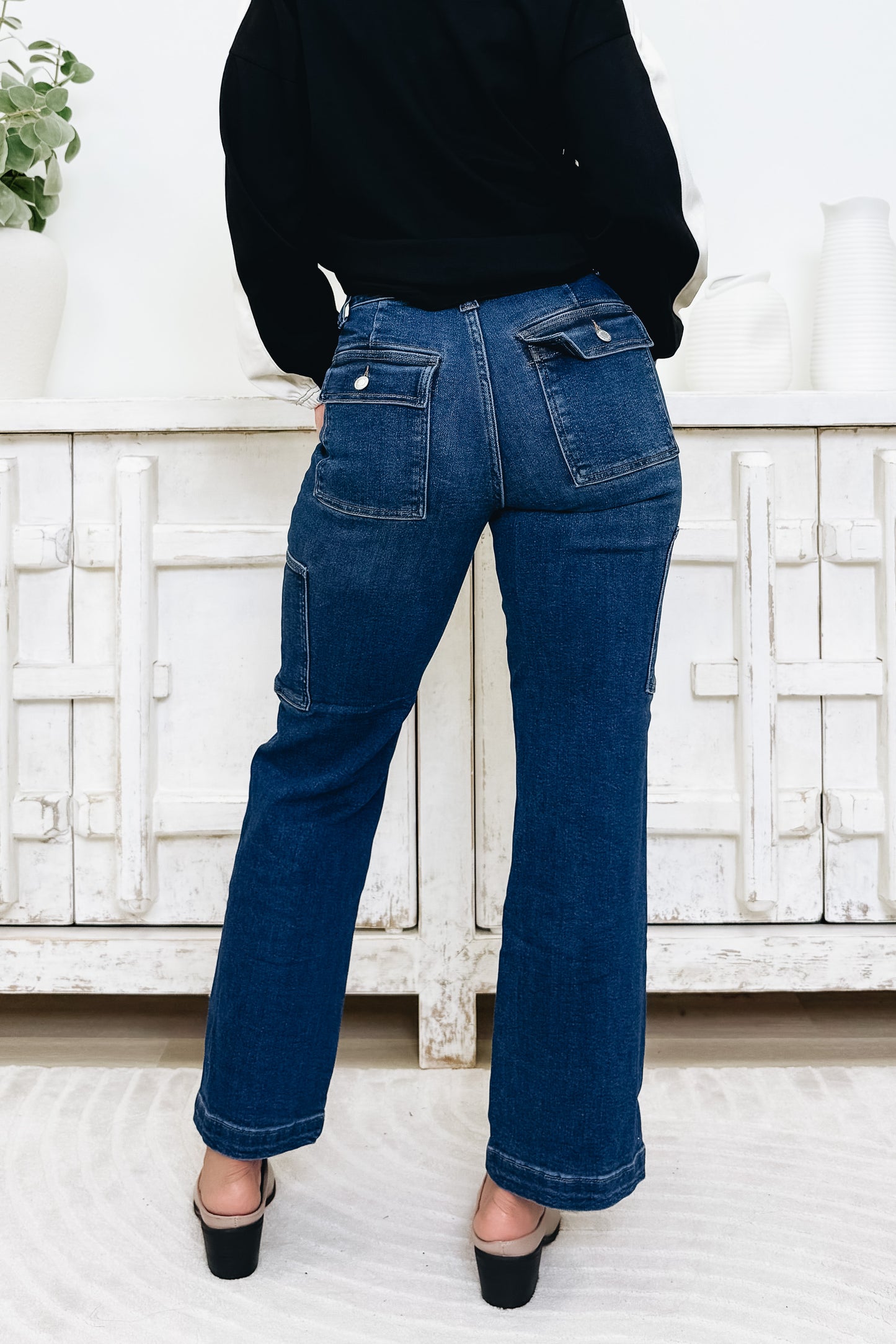 Judy Blue Heidi High Rise Cargo Wide Leg Jeans