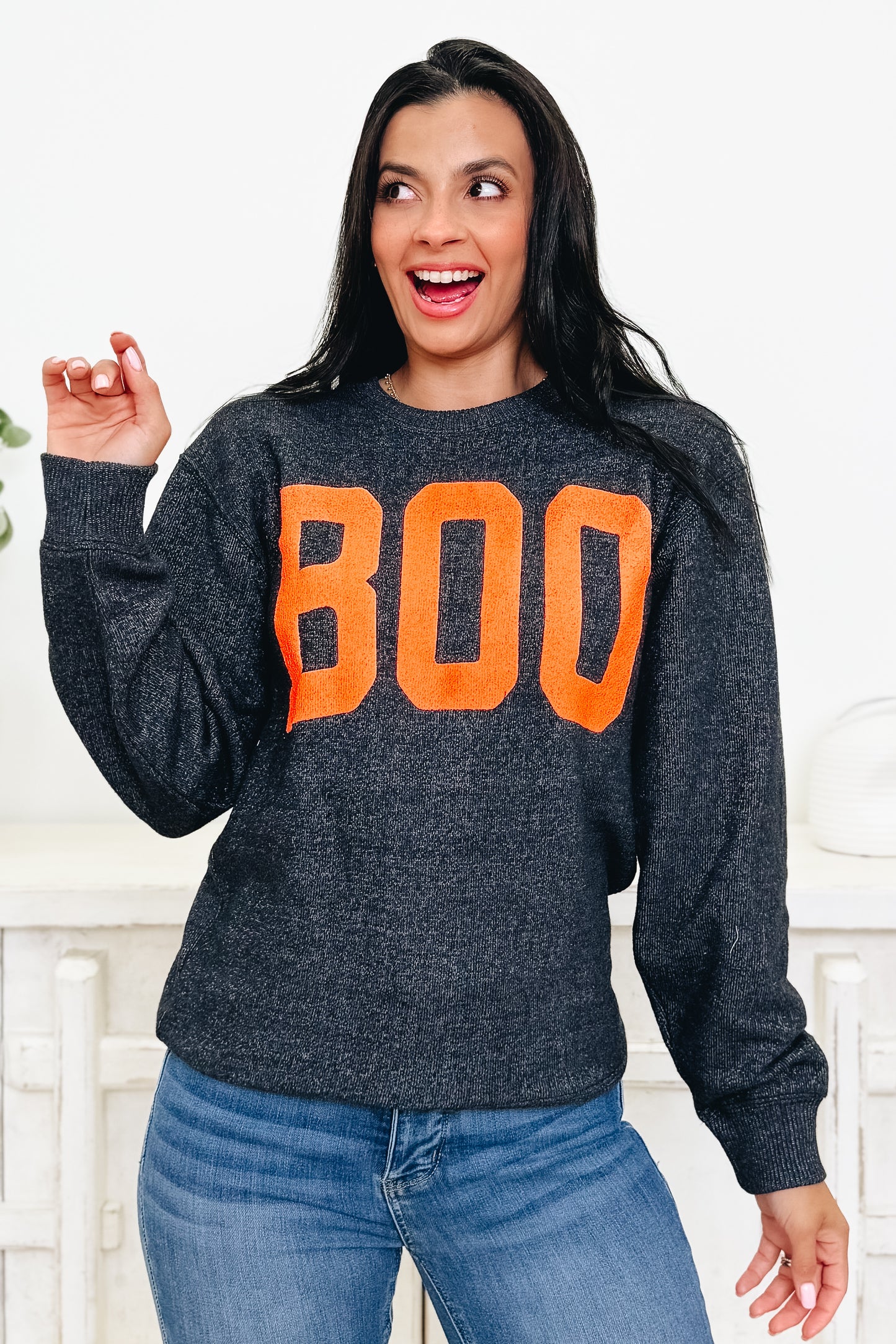 Boo Knit Graphic Sweatshirt