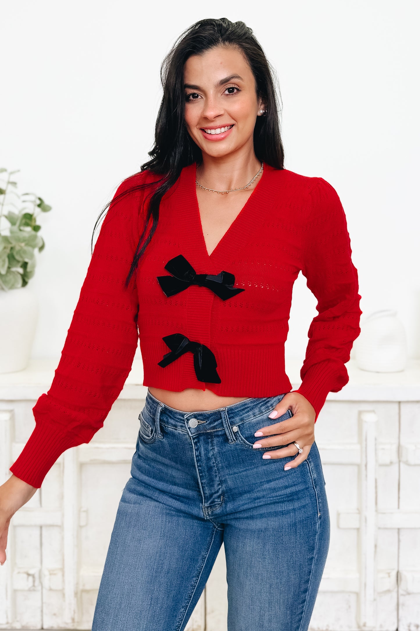 Open Surprise Bow Cardigan