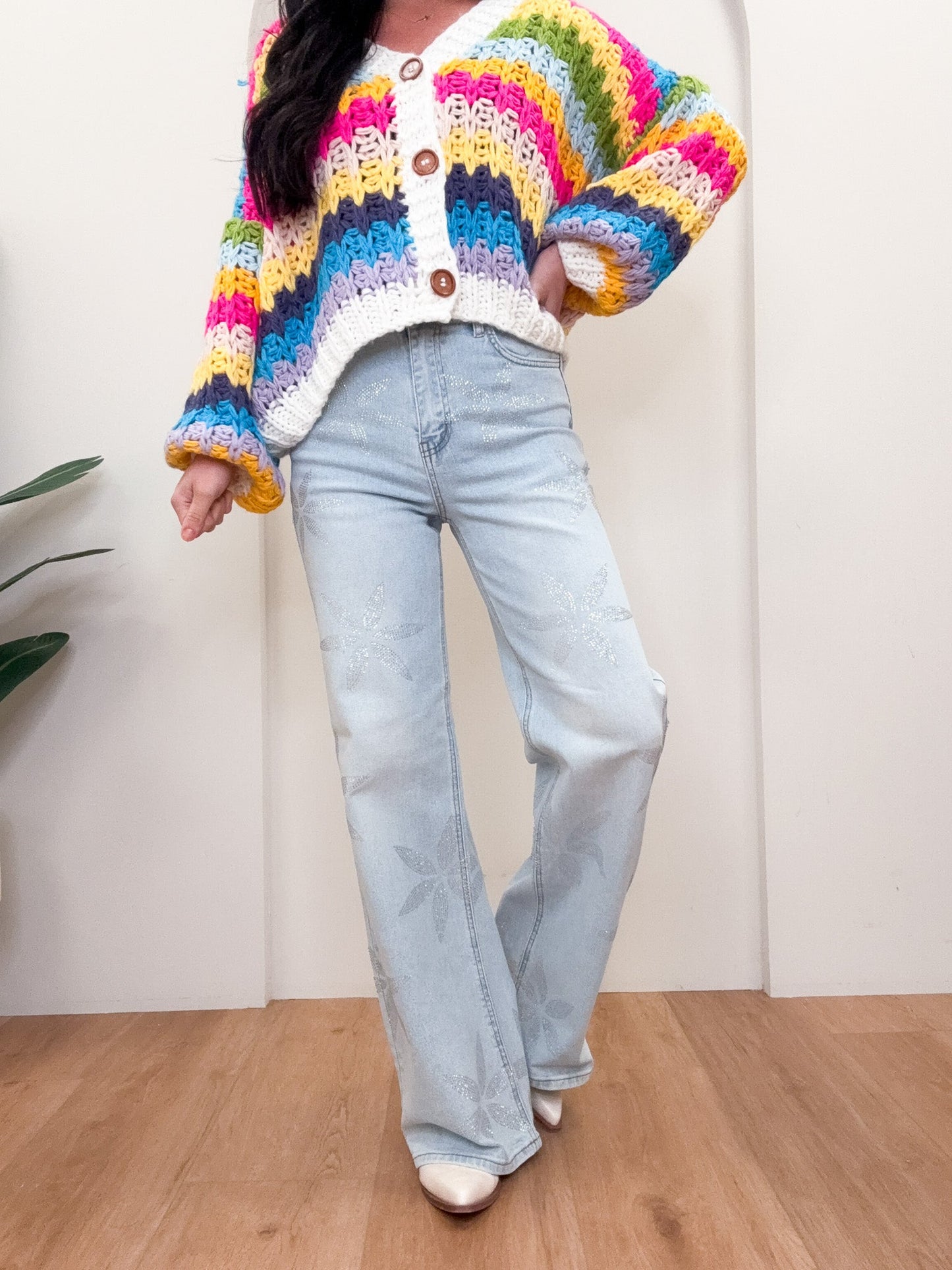 Blowin In The Wind By Vibrant M.i.U - Rhinestone Wide Leg Jeans