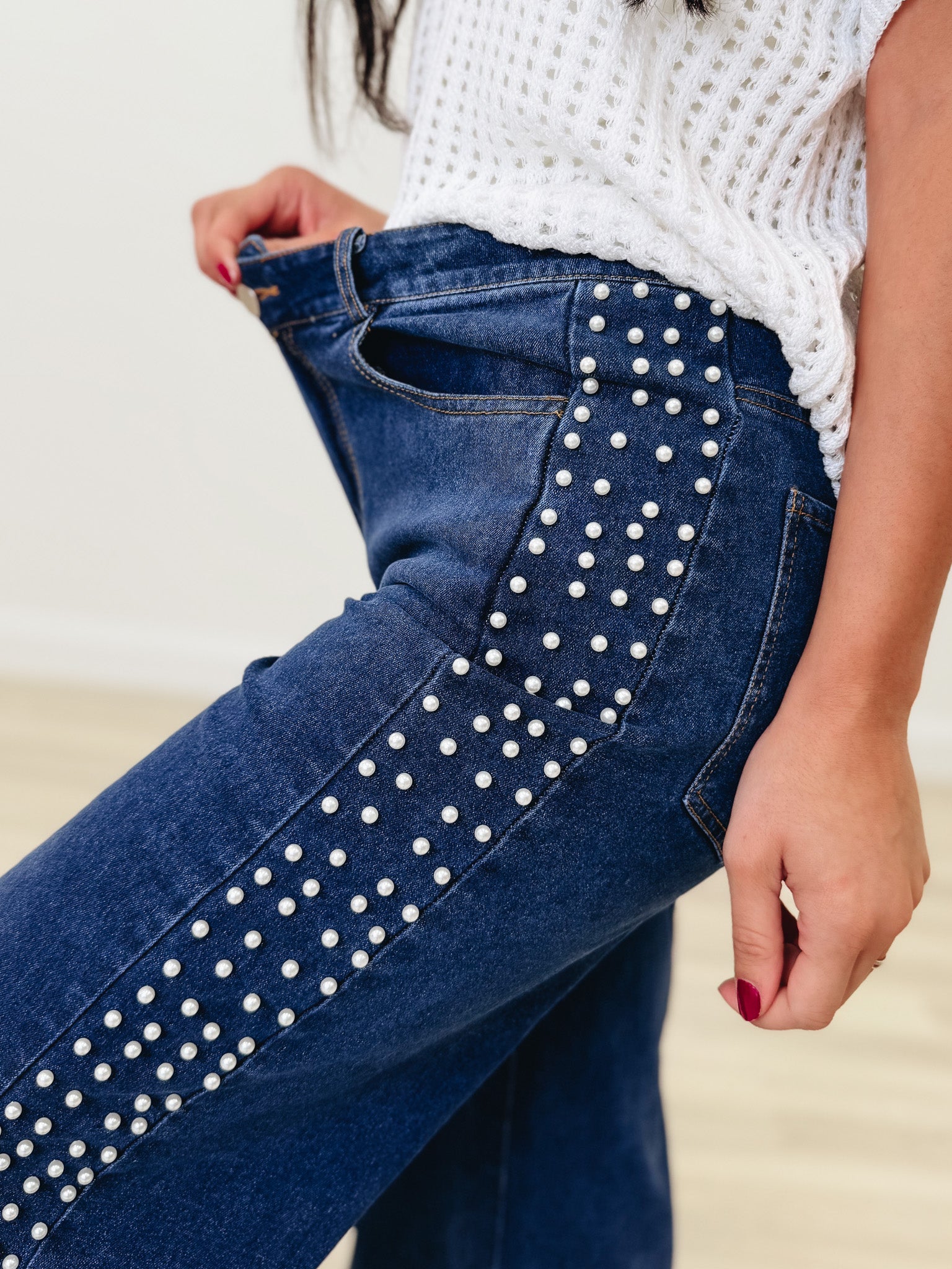 Pearl Pop By So Me - Mid Rise Flare Jeans - Dark Denim