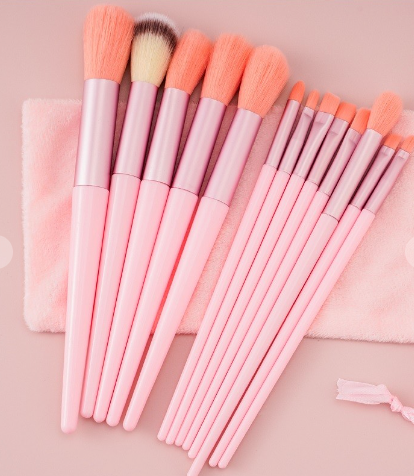 13 pc Make Up Brush Set With Storage Bag - 5 Colors!