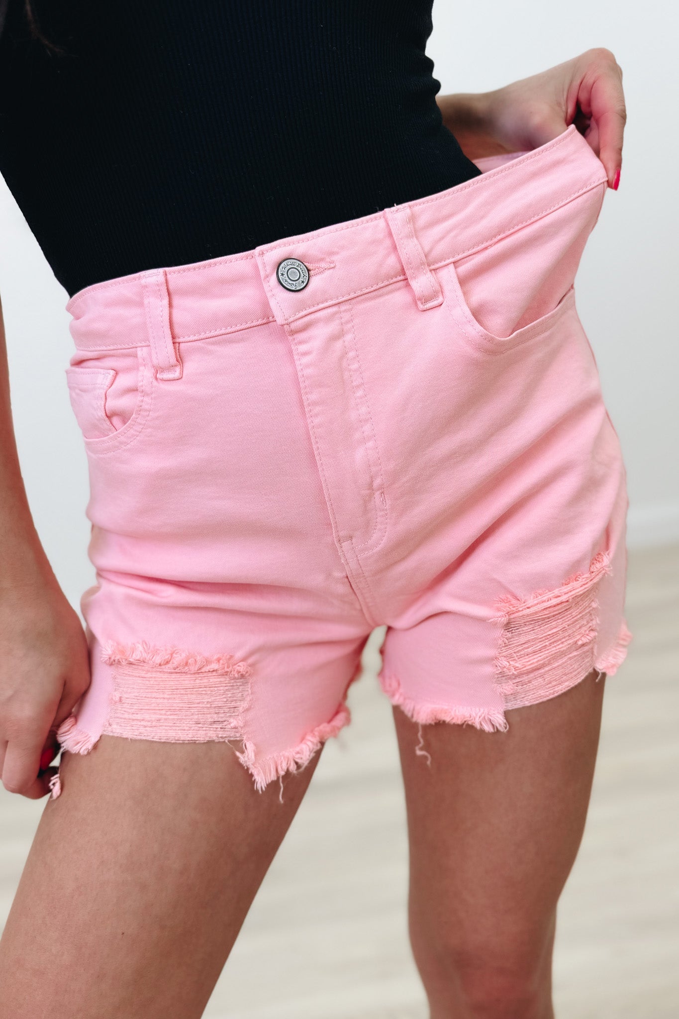 Heatwave By White Birch - Mid Rise Distressed Shorts - 4 Colors!