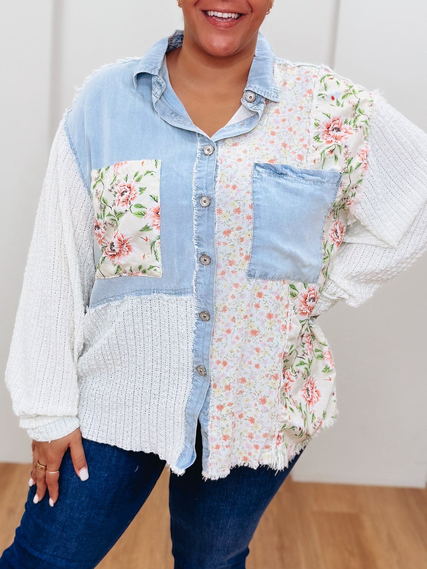 Split Decisions Button Down Top - 2 Colors!