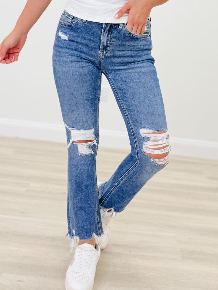 Sweet Sort Of Love By Mica - High Rise Bootcut Jeans - Bluish Blue