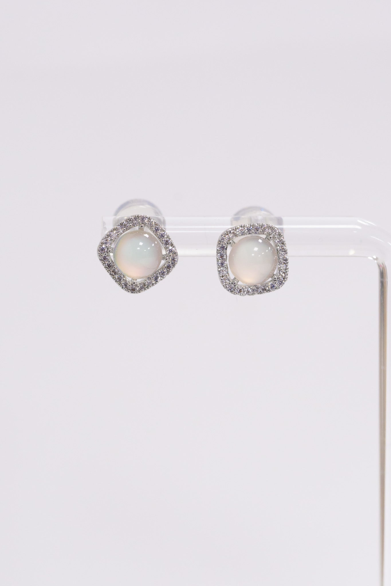 Opal Earrings - Silver Pink Opal