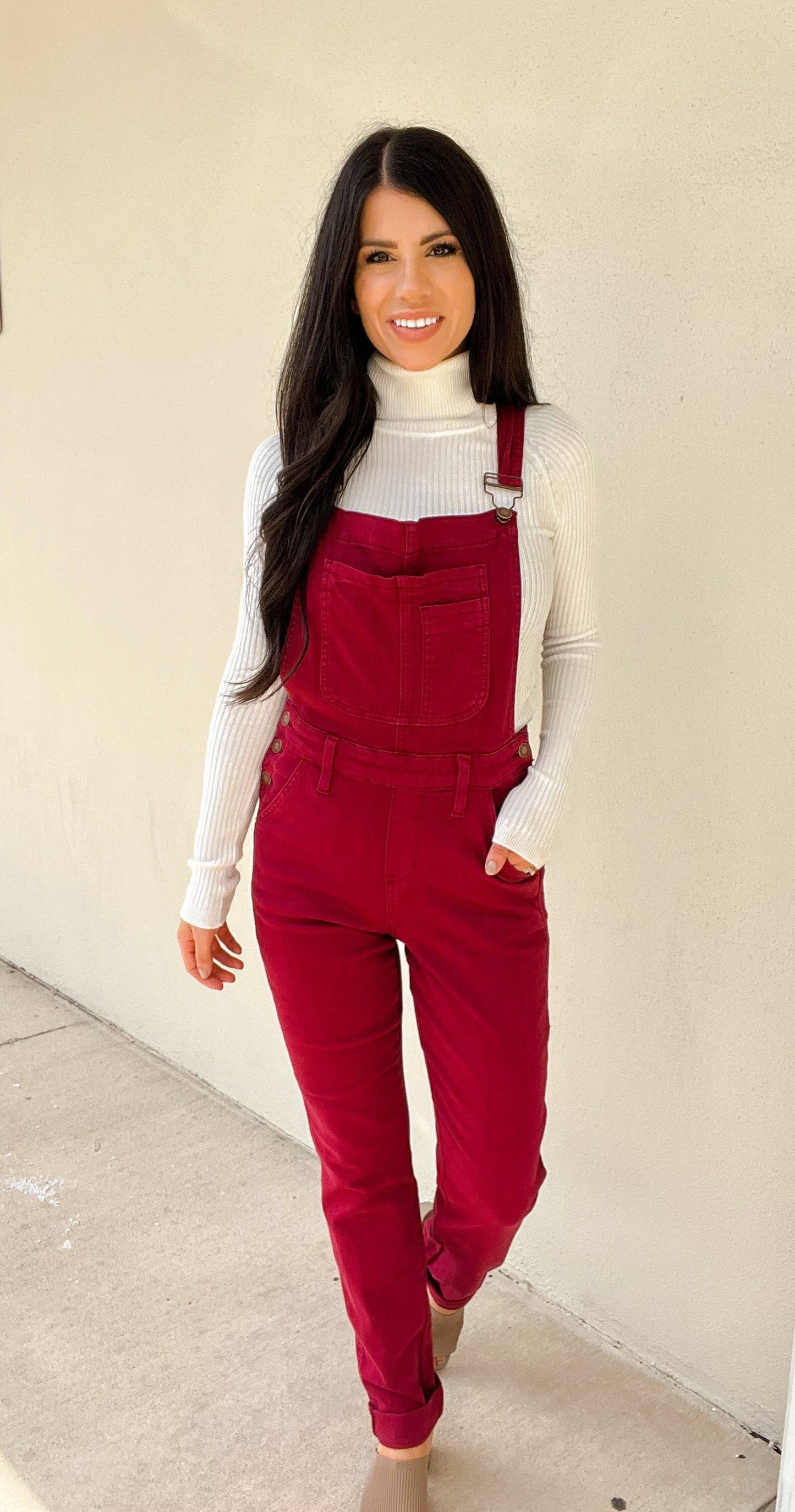 Judy Blue Work It Overalls - Maroon
