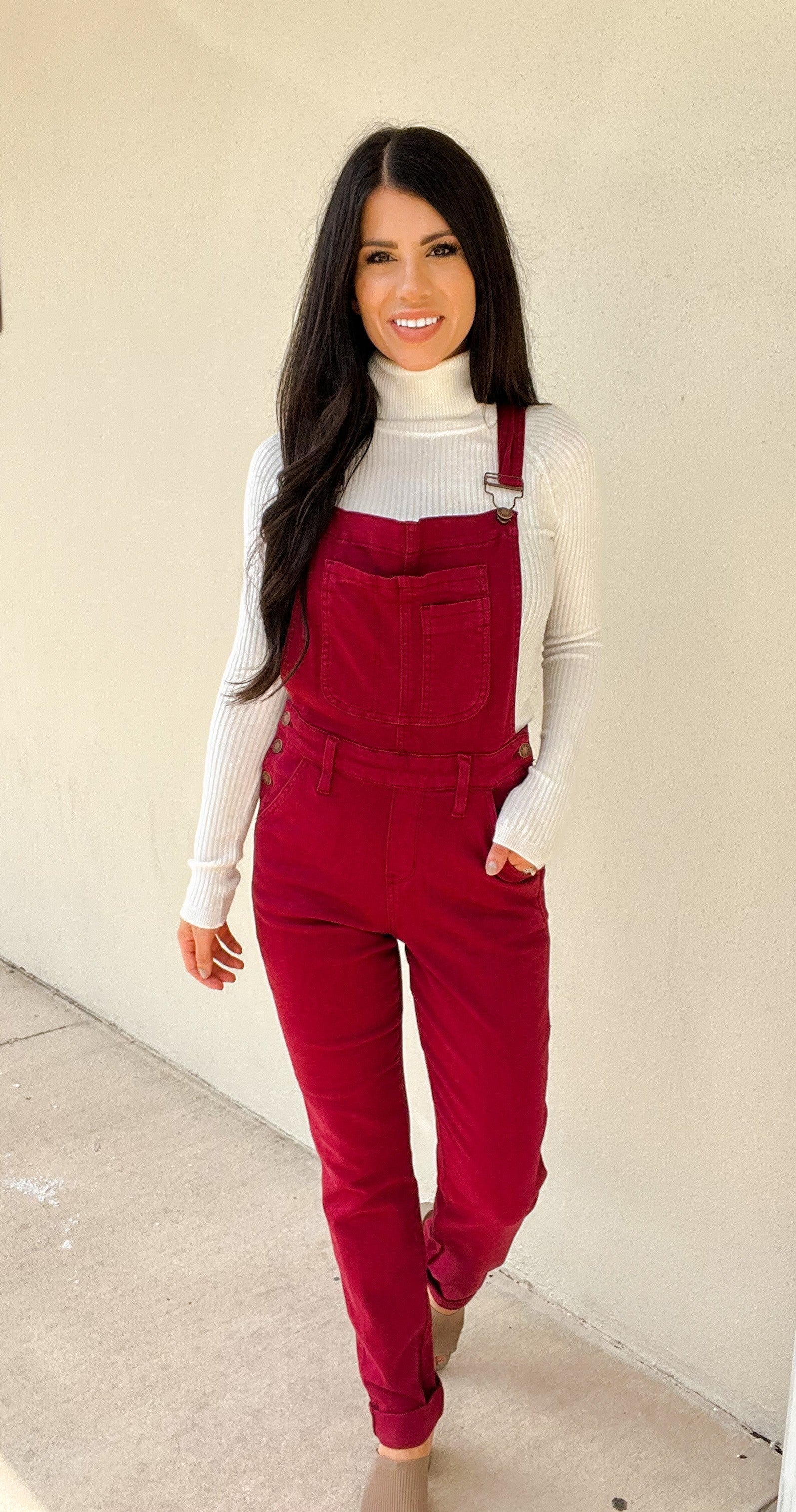 Judy Blue Work It Overalls - Maroon