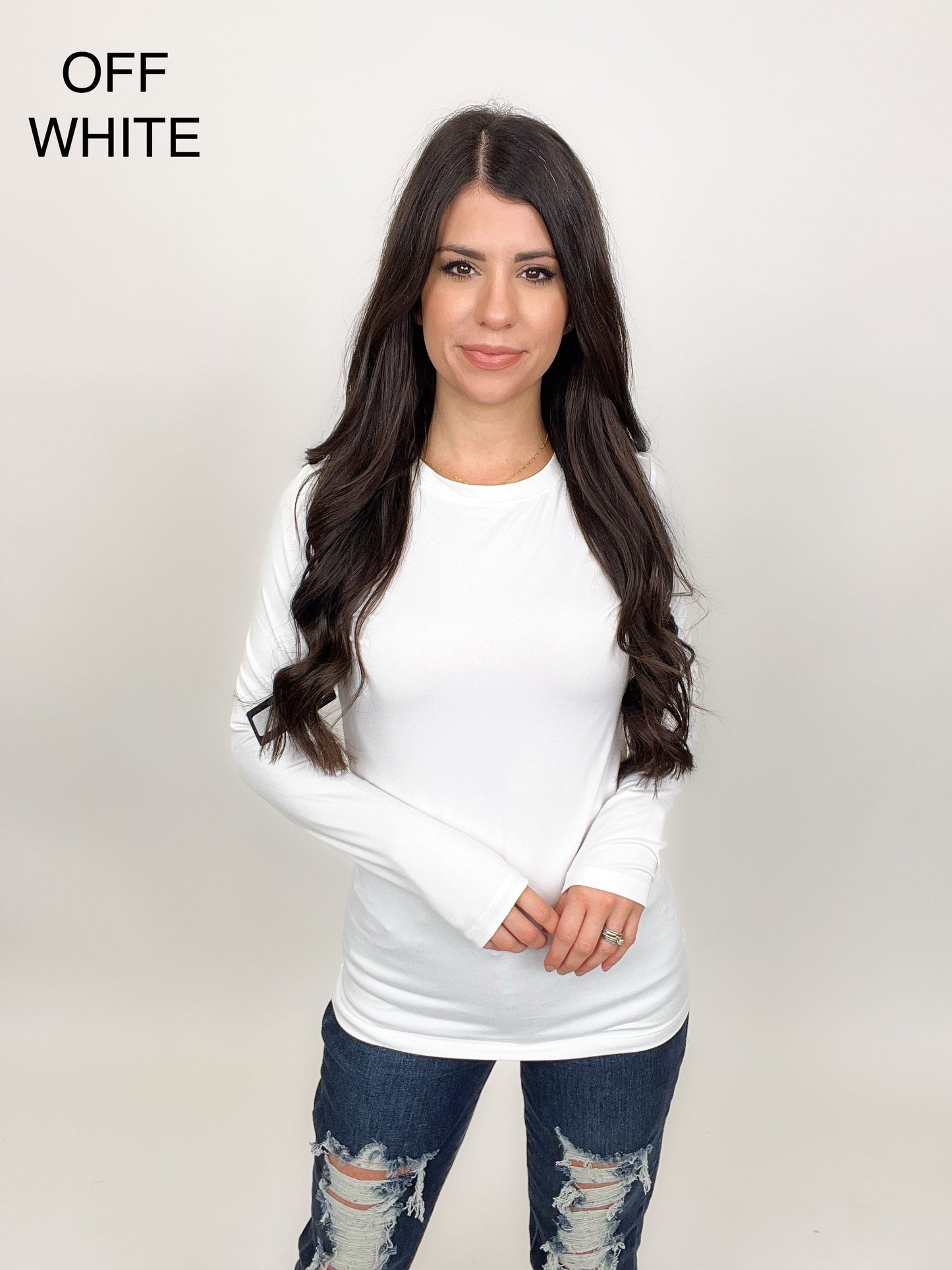 Slimming Long Sleeve Round Neck Tee