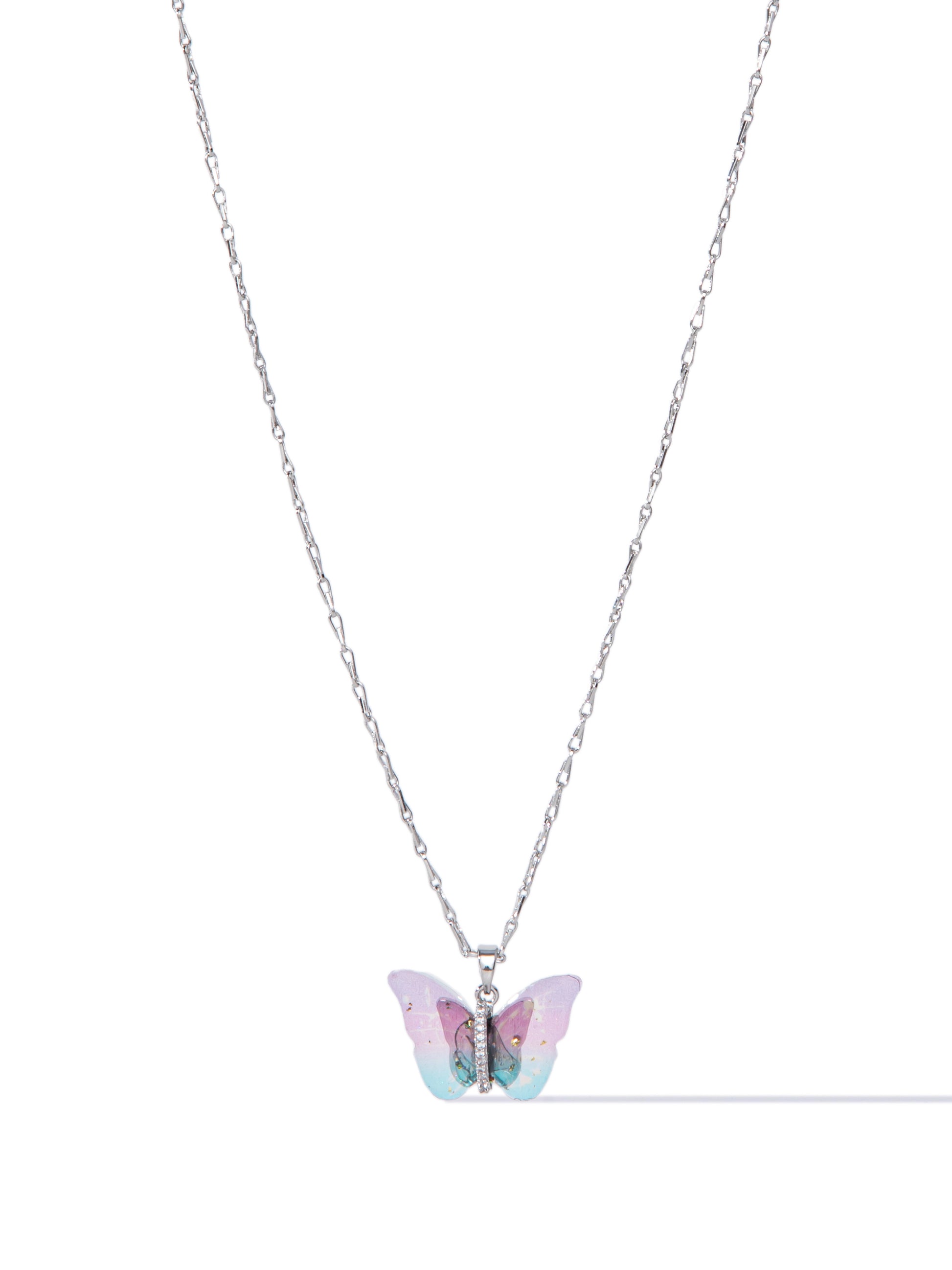 Berry Butterfly Necklace - Summer Sky