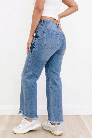Lucky Star By Saige Denim - Wide Leg Star Jeans