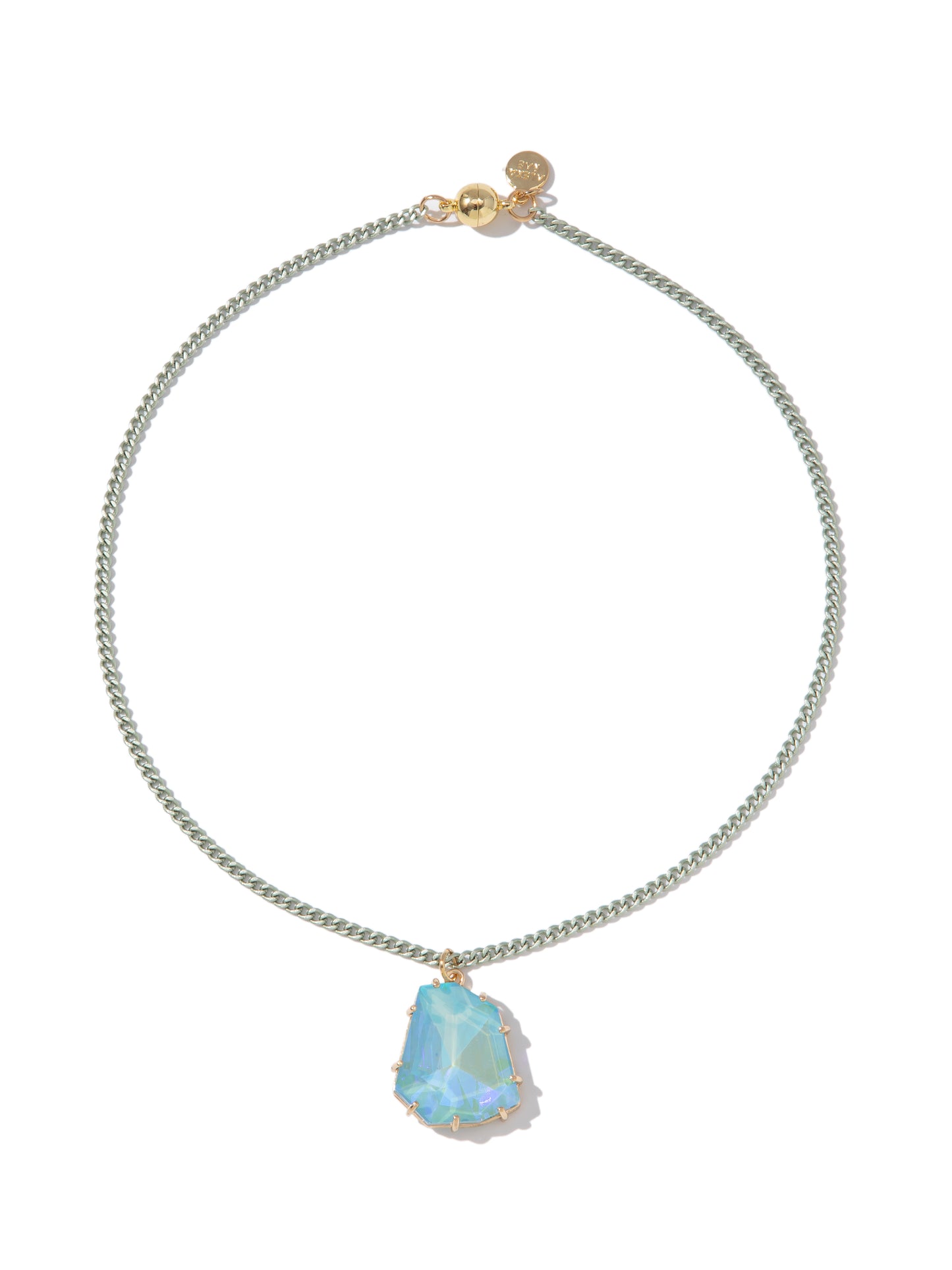 Crystal Flame Necklace - Metallic Sea Mist